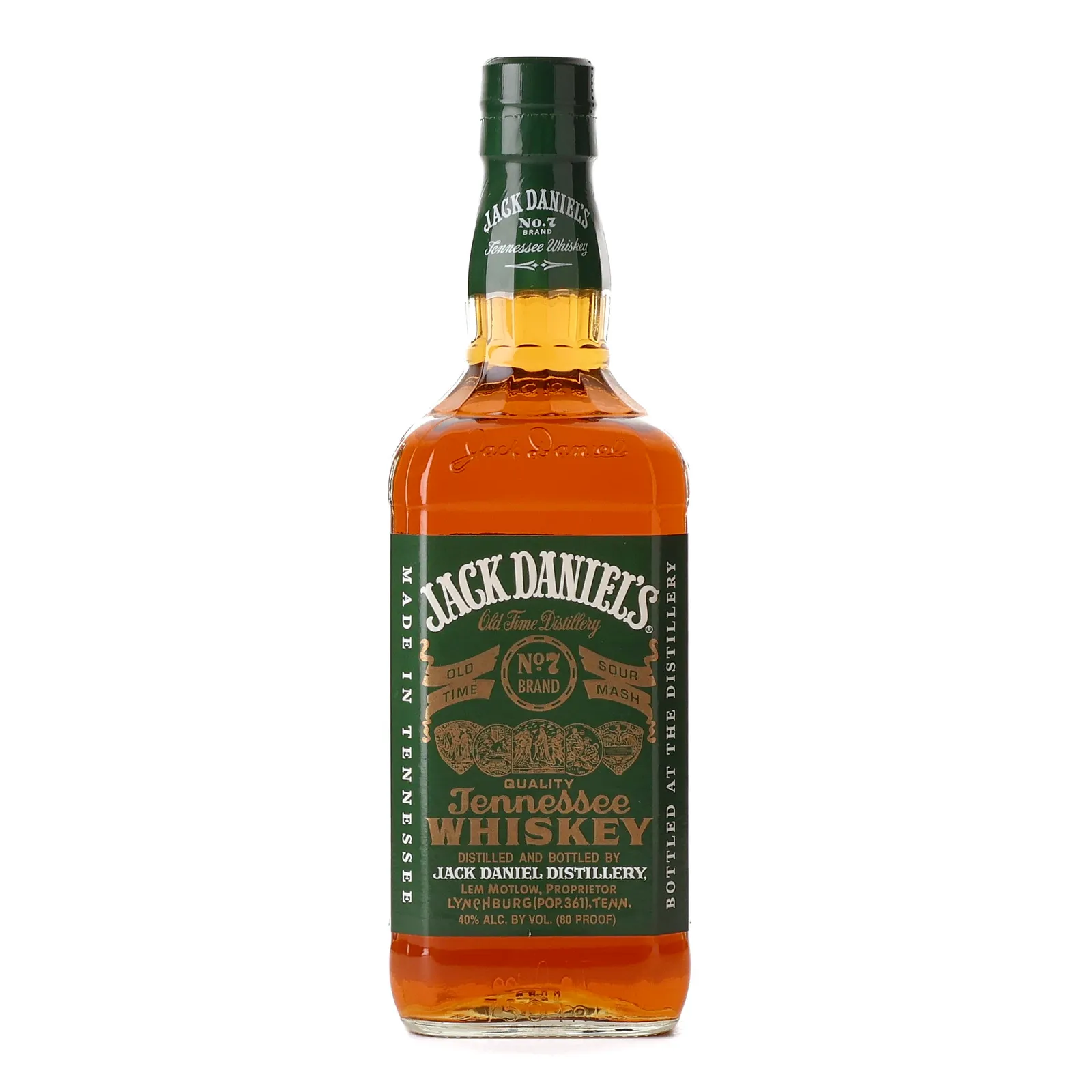 Jack Daniel's Green Label, New Charred White Oak Cask, 40% whisky bottle