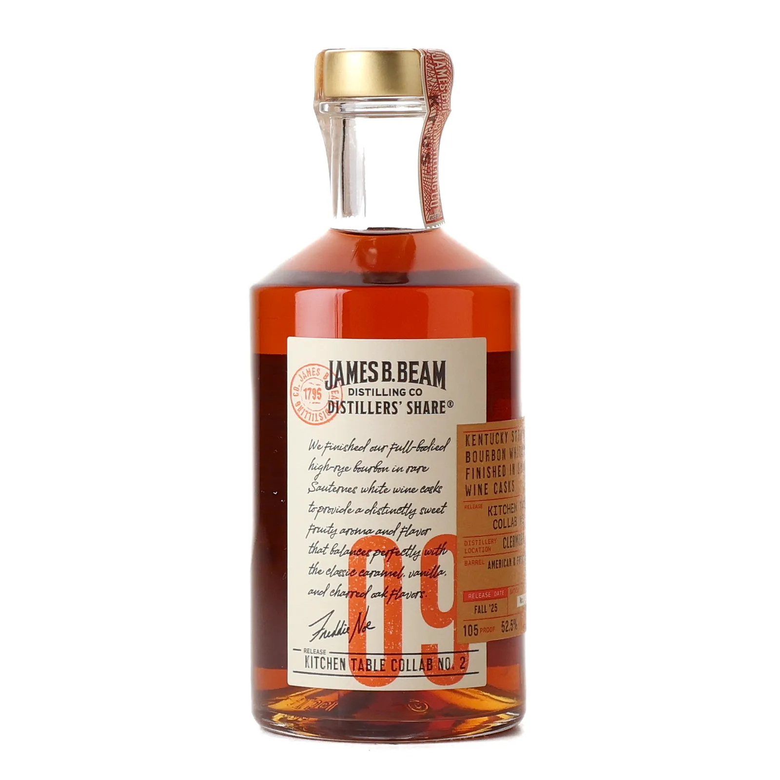 James B. Beam Distillers’ Share No. 09 Kitchen Table Collab No. 2, Sauternes Wine Cask, No. 009, 52.5% whisky bottle