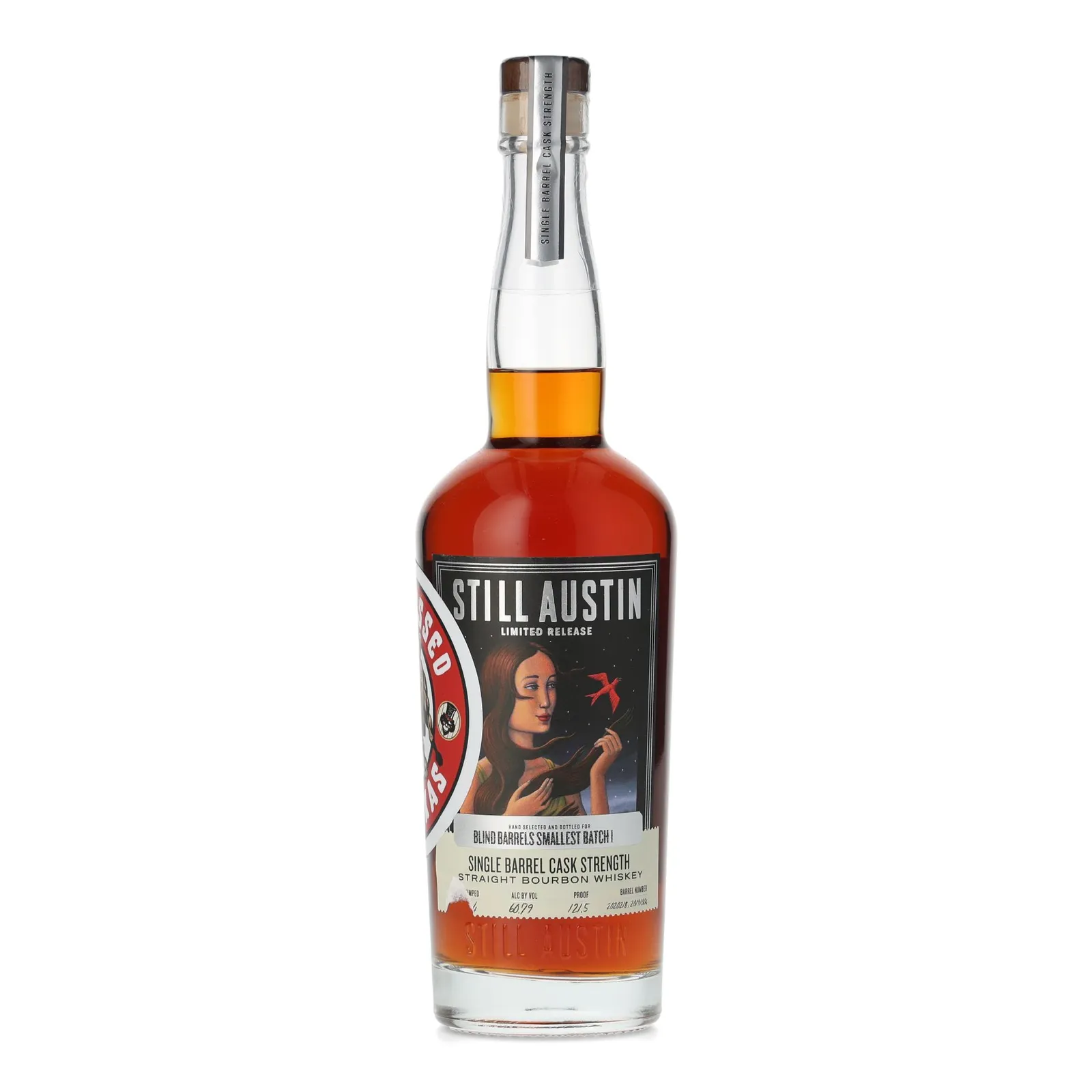 Still Austin Single Barrel Cask Strength Straight Bourbon Whiskey 'Blind Barrels Smallest Batch No. 1' 2 Year Old, New Charred Oak Cask, Cask #2020218_2BF1004, 60.79% whisky bottle