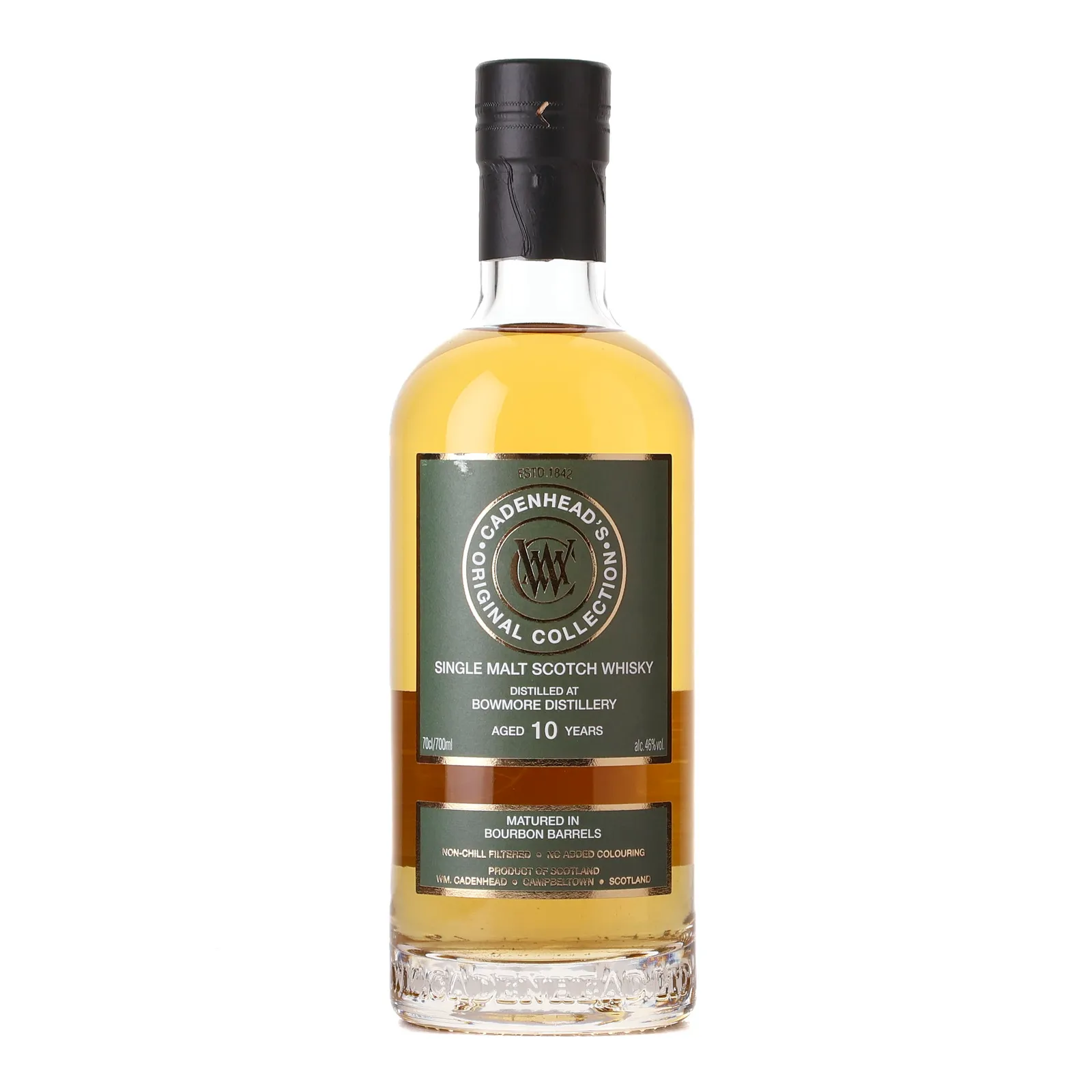 Bowmore 10 Year Old, Bourbon Cask, 2015, Cadenhead's, 46% whisky bottle
