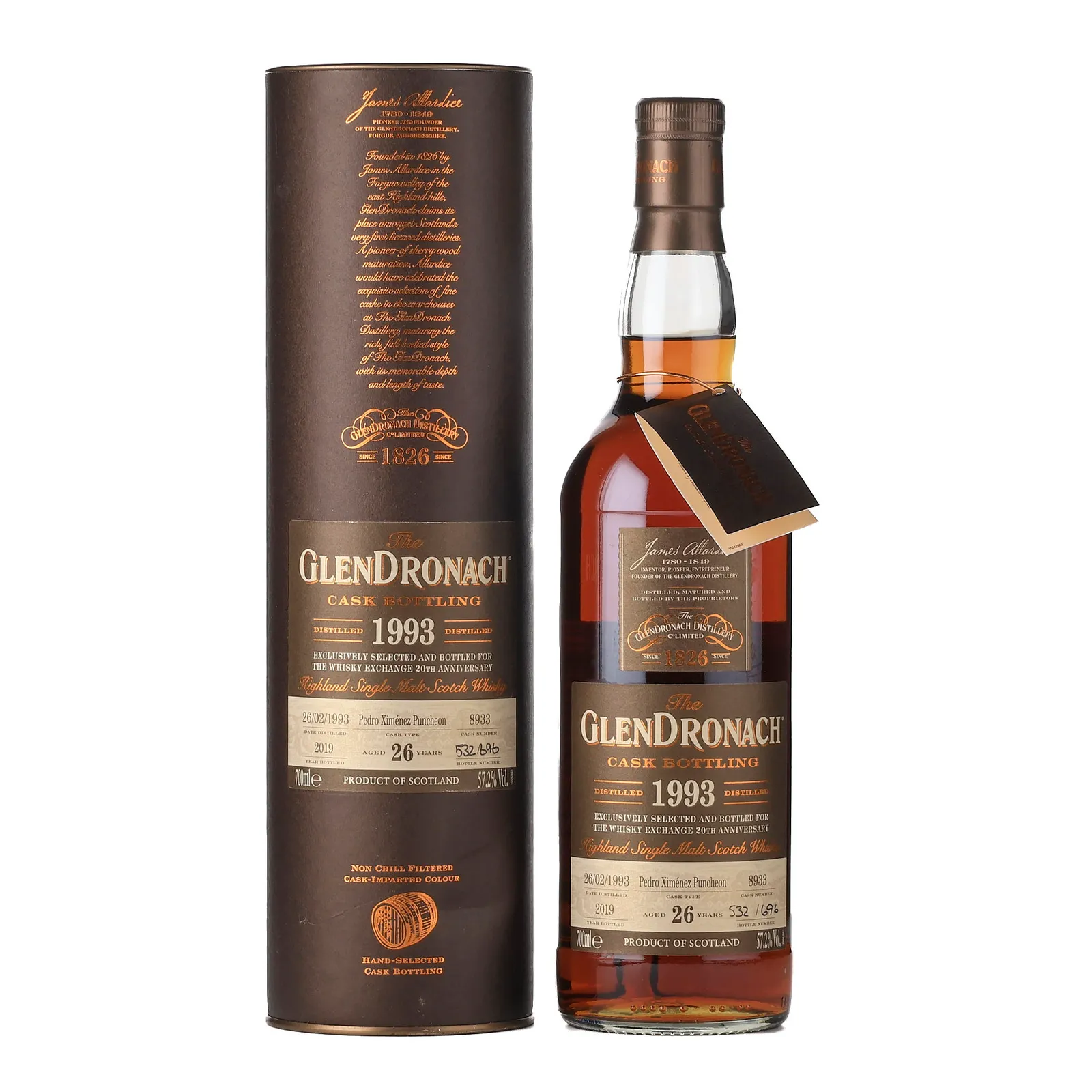 Glendronach TWE Exclusive 26 Year Old, Pedro Ximénez Puncheon Cask, Cask #8933, 2019, 57.2% whisky bottle