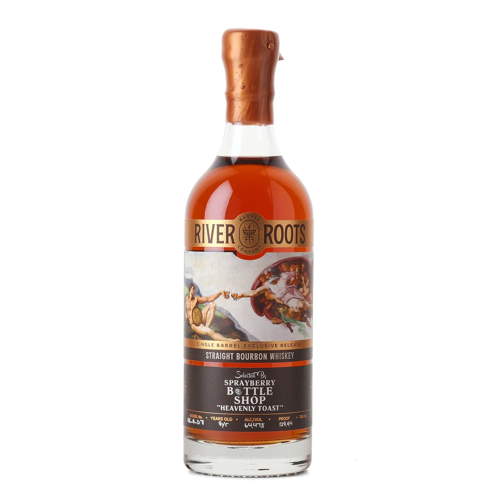 River Roots Sprayberry Bottle Shop 'Heavenly Toast' 8 Year Old, Cask #GE-B-D71, River Roots Barrel Company, 64.47% whisky bottle