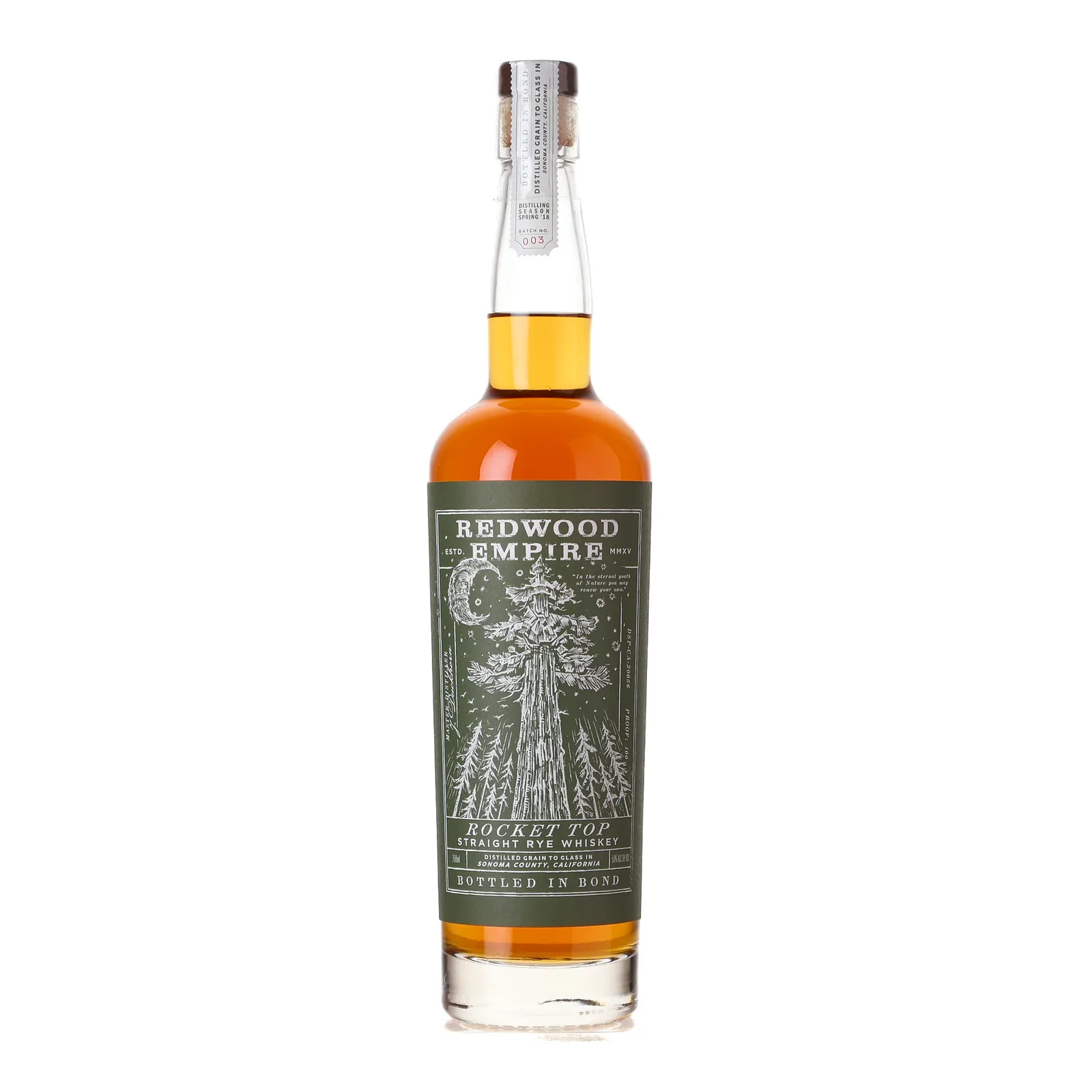 Redwood Empire Rocket Top 5 Year Old, Batch No. 003, 2023, 50% whisky bottle