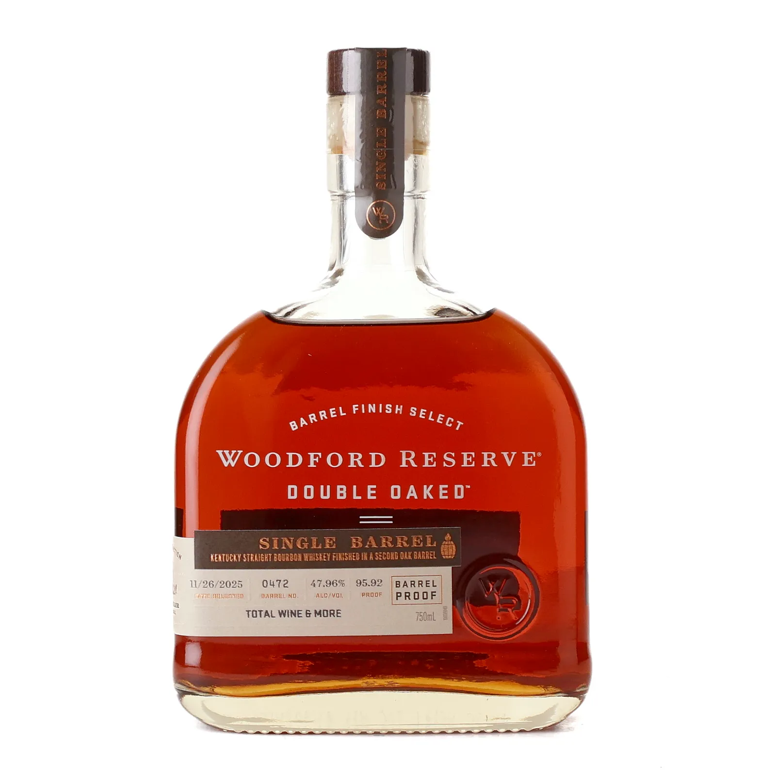 Woodford Reserve Double Oaked Single Barrel Barrel Finish Select, Barrel #0472, 2025, 47.96% whisky bottle