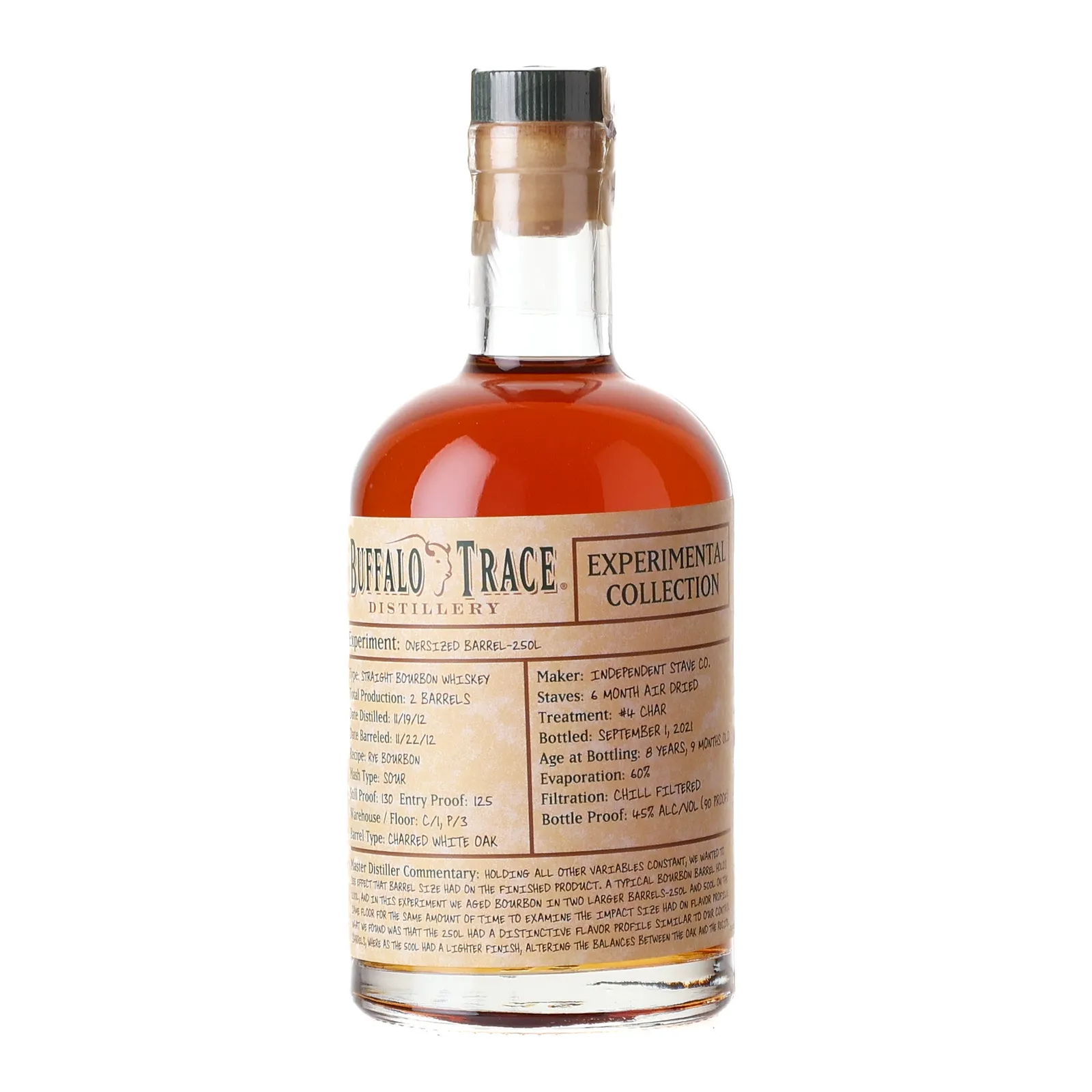 Buffalo Trace Experimental Collection: Oversized Barrel - 250L Bourbon 8 Year Old, American White Oak Cask, 2021, 45% whisky bottle