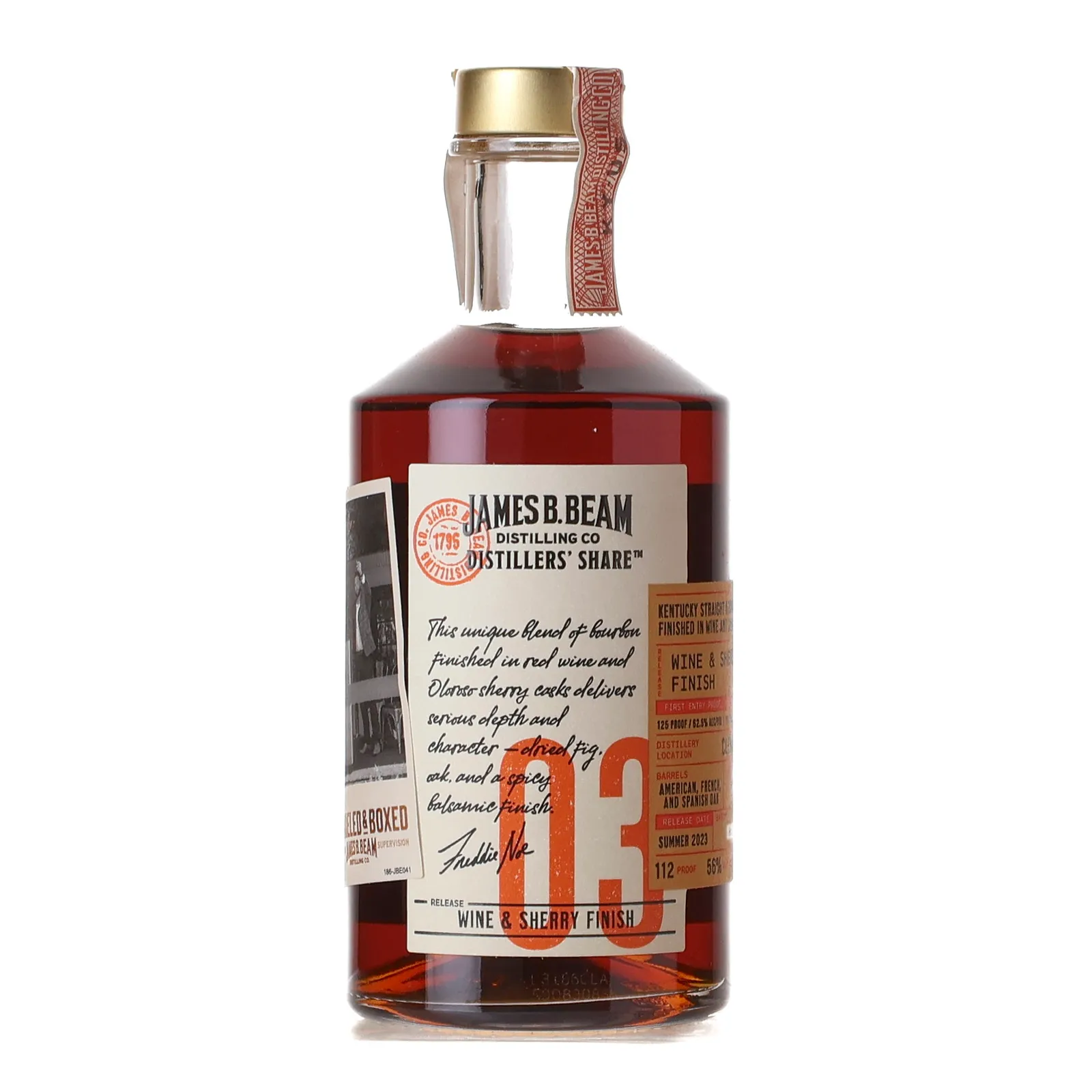 James B. Beam Distillers' Share Batch 4 Year Old, Red Wine & Oloroso Sherry Cask, Batch No. 1, 2023, 56% whisky bottle