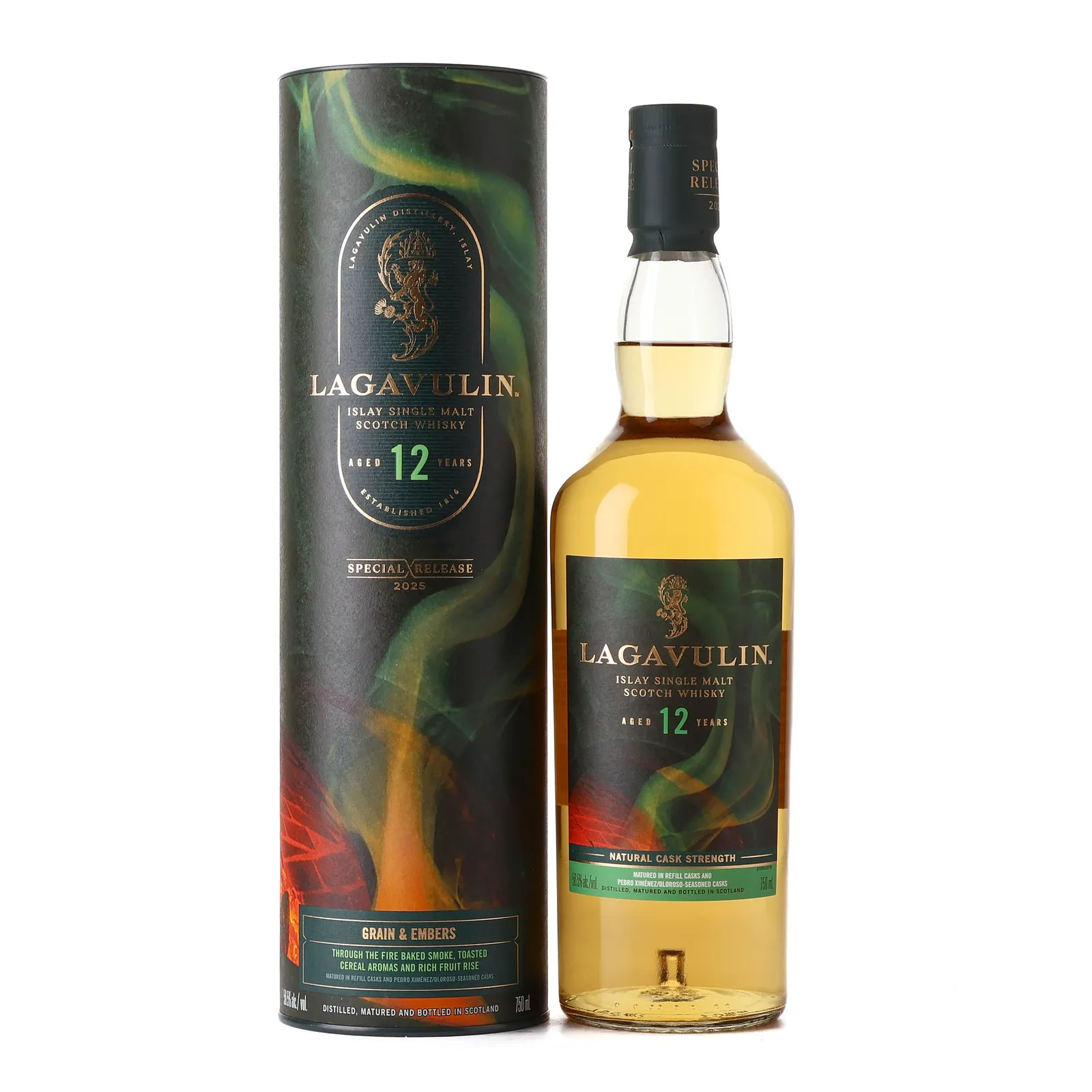 Lagavulin Special Release Grain & Embers 12 Year Old, Refill & Sherry Cask, 2025, 56.5% whisky bottle