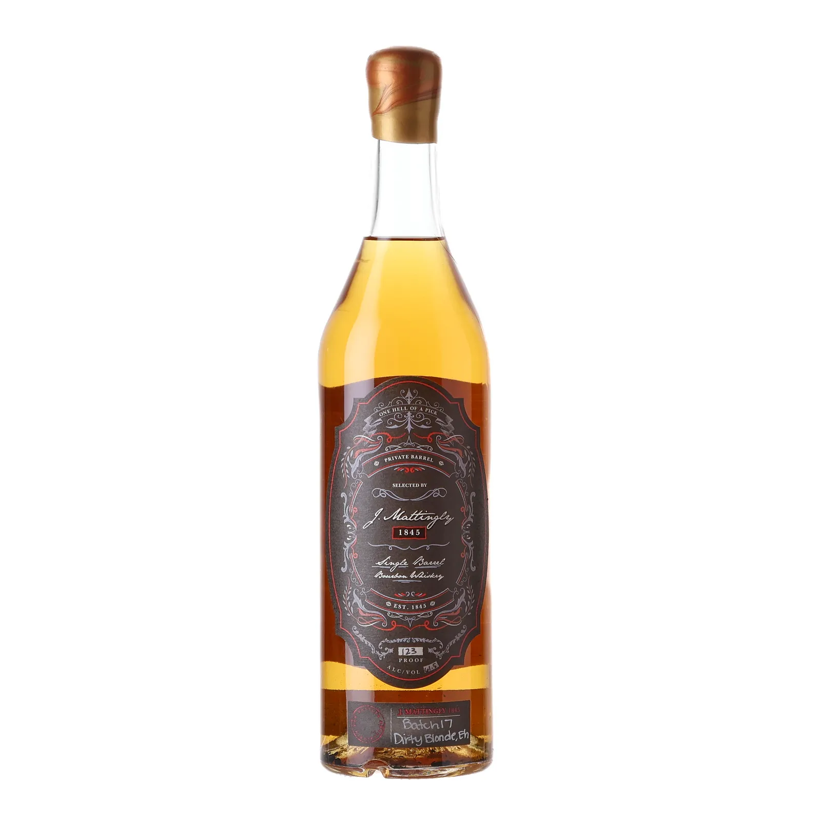 J. Mattingly 1845 Bourbon 'Dirty Blonde, Eh' Private Barrel Selection, Batch No. 17, Bourbon 30 Spirits, 61.5% whisky bottle
