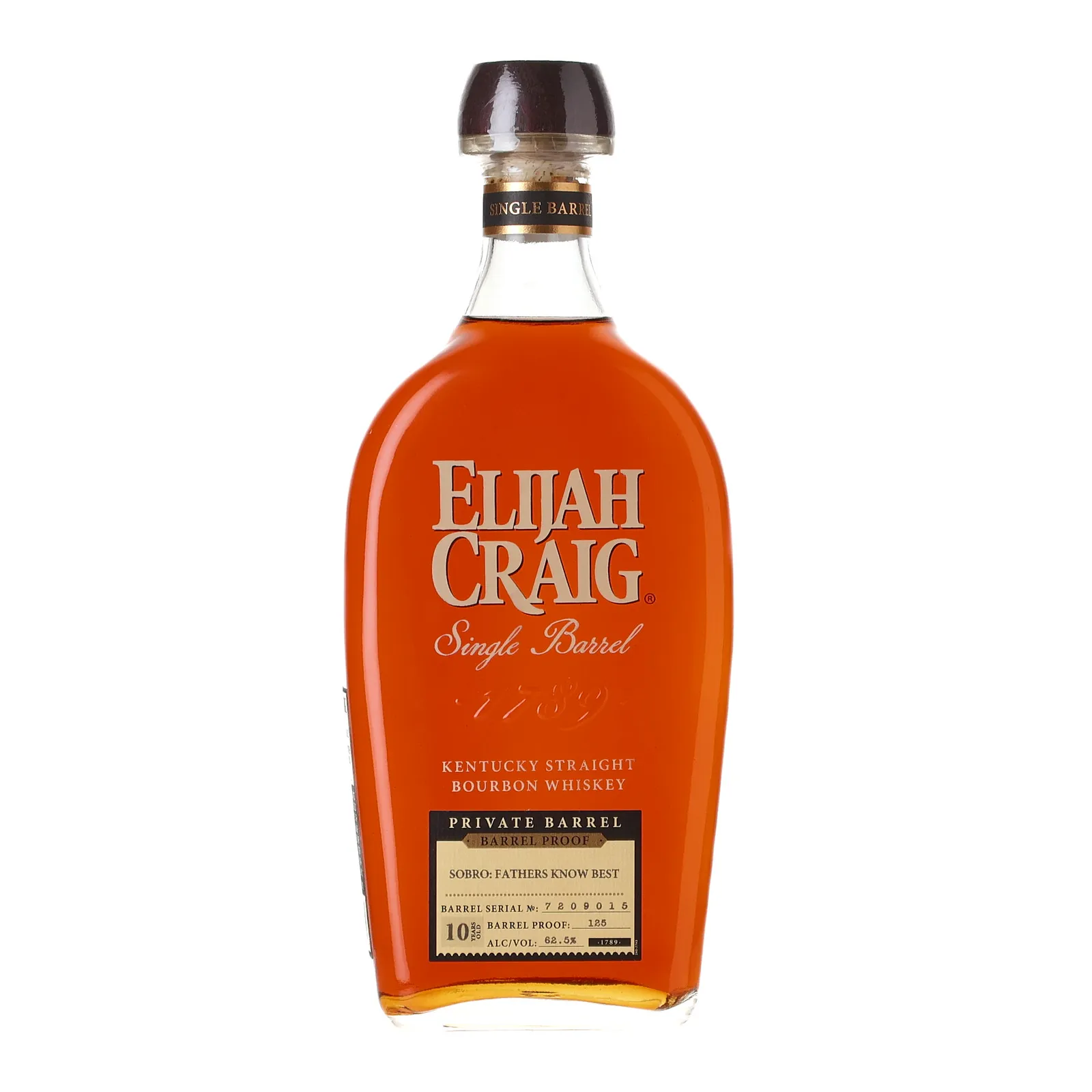 Elijah Craig Private Barrel Barrel Proof 'Sobro: Fathers Know Best' 10 Year Old, Bourbon Cask, Cask #7209015, 62.5% whisky bottle