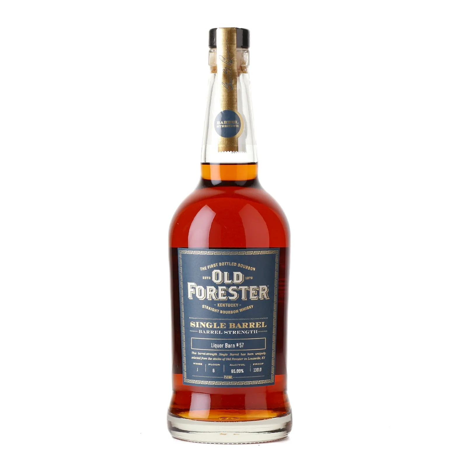 Old Forester Single Barrel Barrel Strength Liquor Barn #57, 65% whisky bottle