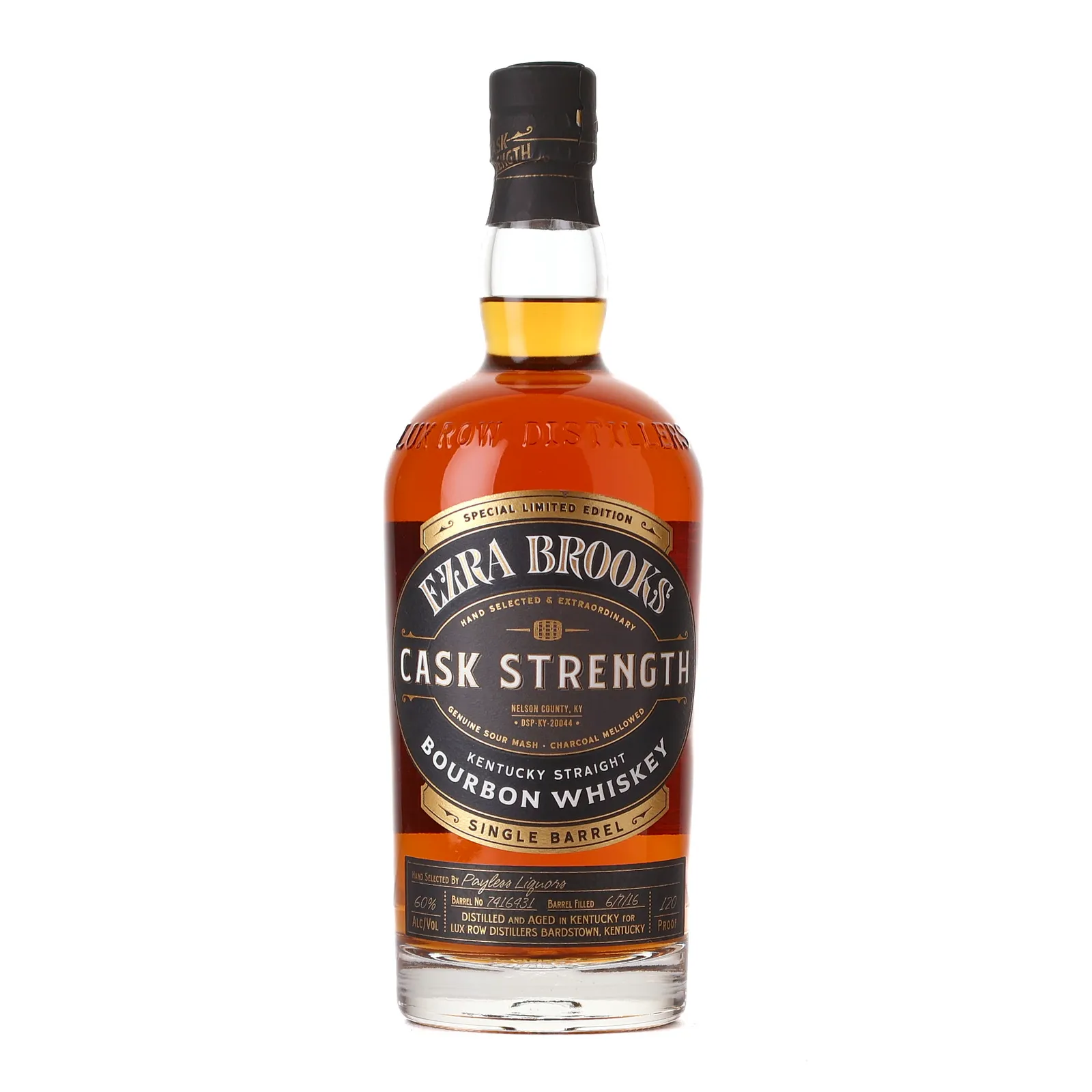Ezra Brooks Cask Strength Single Barrel 'Payless Liquors' Private Barrel Selection, New Charred Oak Cask, Cask #7416431, 60% whisky bottle
