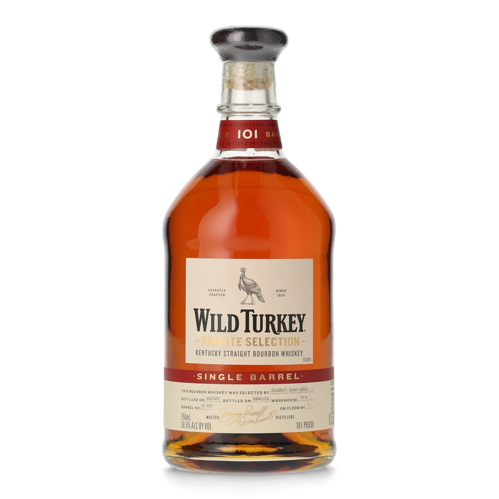 Wild Turkey Distiller's Select Private Barrel Selection, Cask #26 0109, 2026, 50.5% whisky bottle