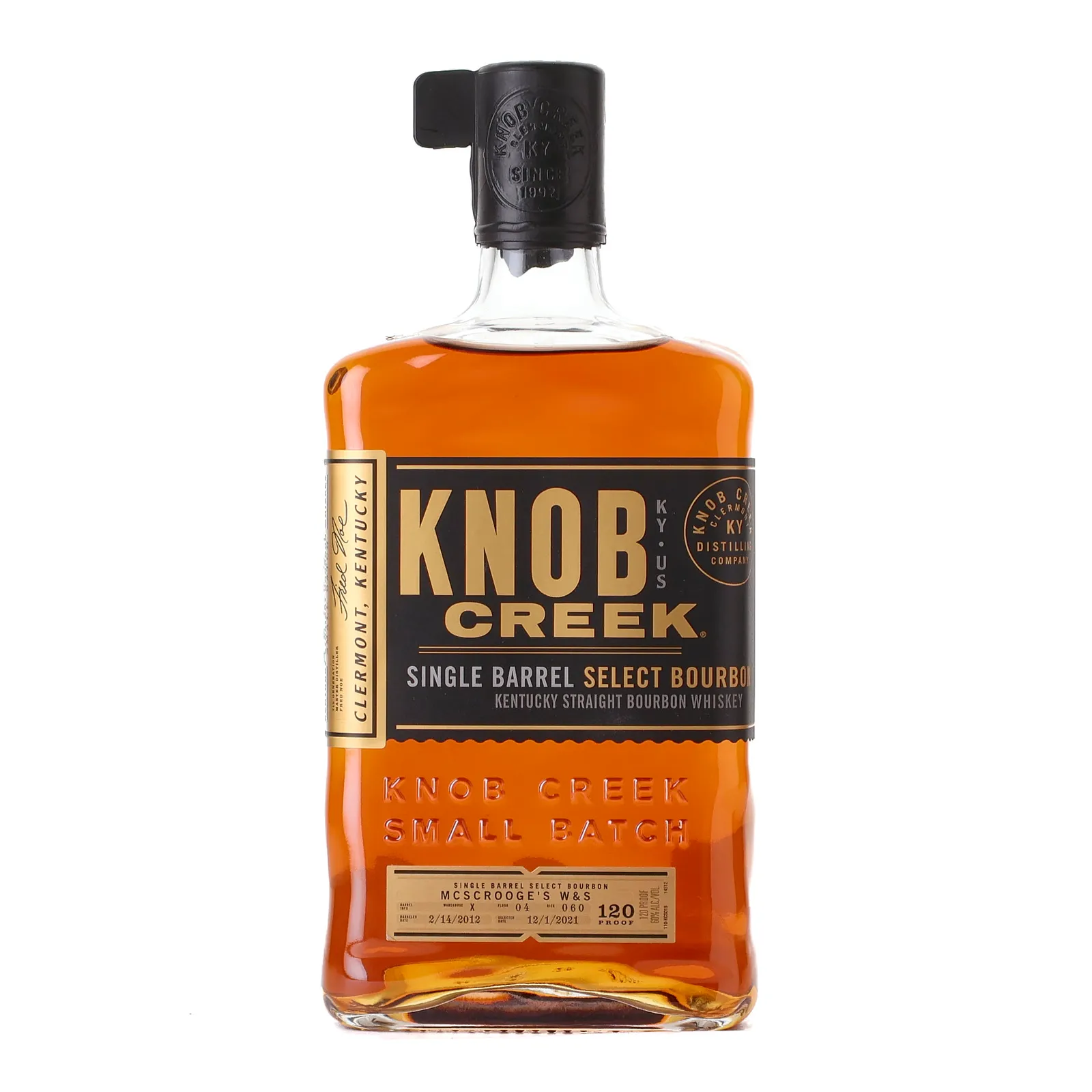 Knob Creek Single Barrel Select McScrooge's W&S 9 Year Old, 2021, 60% whisky bottle