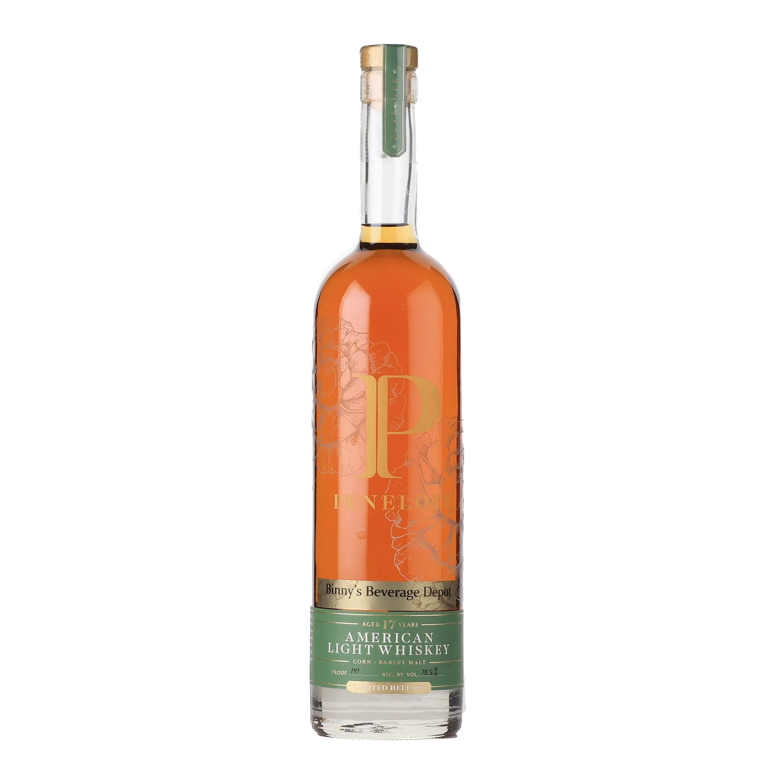 Penelope American Light Whiskey 'Binny's' Private Barrel Selection 17 Year Old, Second-Fill Oak Cask, Batch No. HAZMAT, 2025, 70.5% whisky bottle
