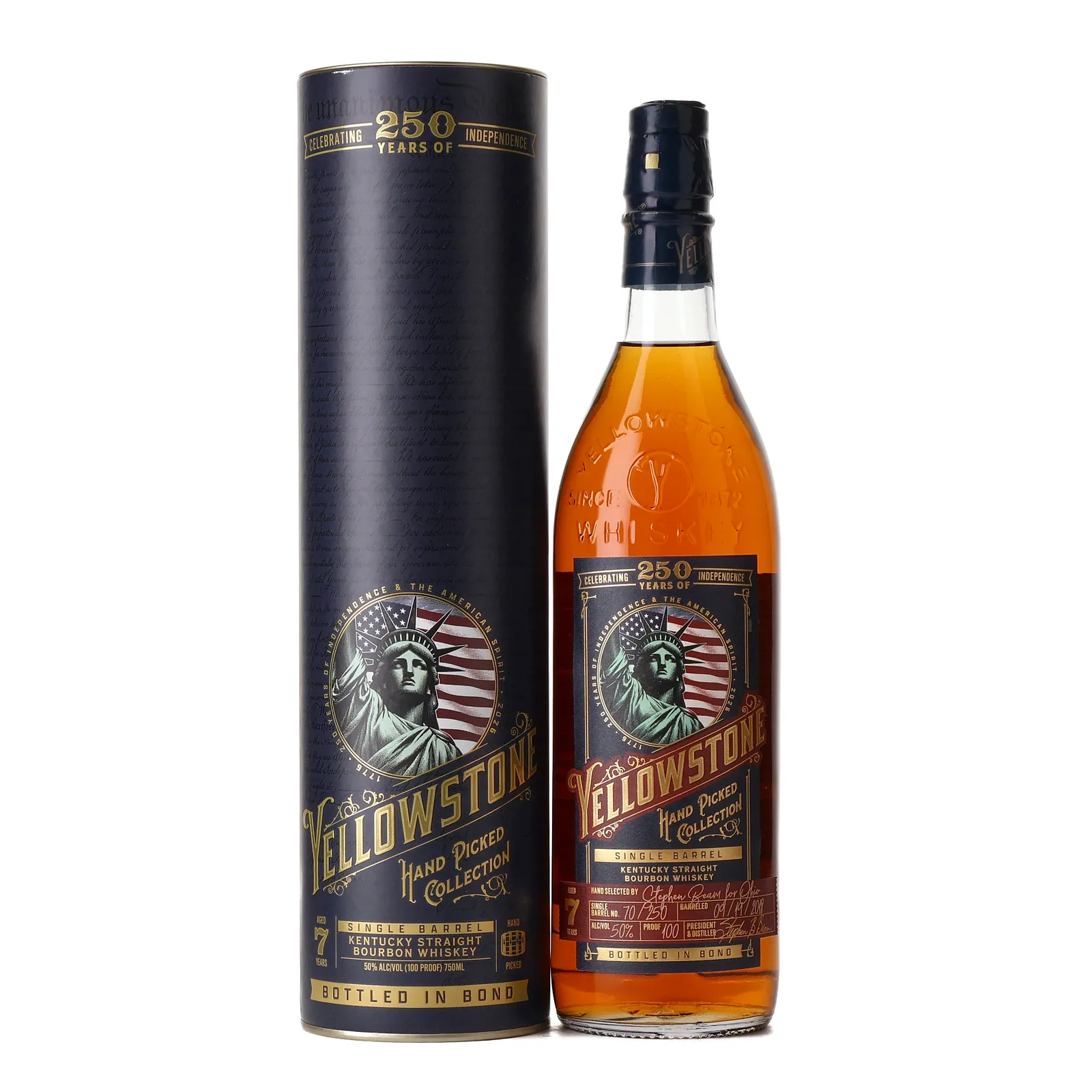 Yellowstone Hand Picked Collection 250 Years of Independence 7 Year Old, Cask #70, 2026, 50% whisky bottle