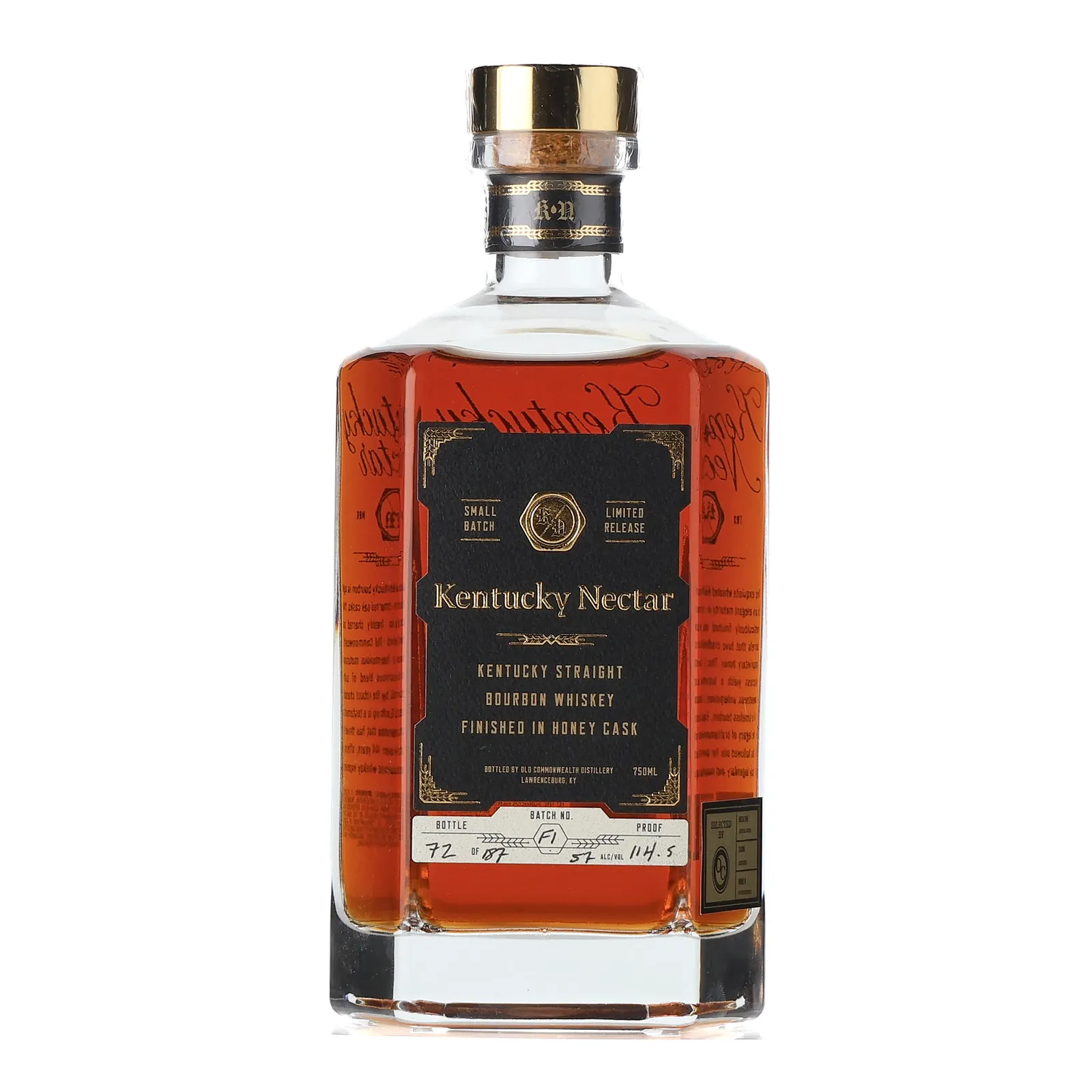 Old Commonwealth Kentucky Nectar Honey Cask #2025, Cask #Founders1, Batch No. F1, 57.2% whisky bottle