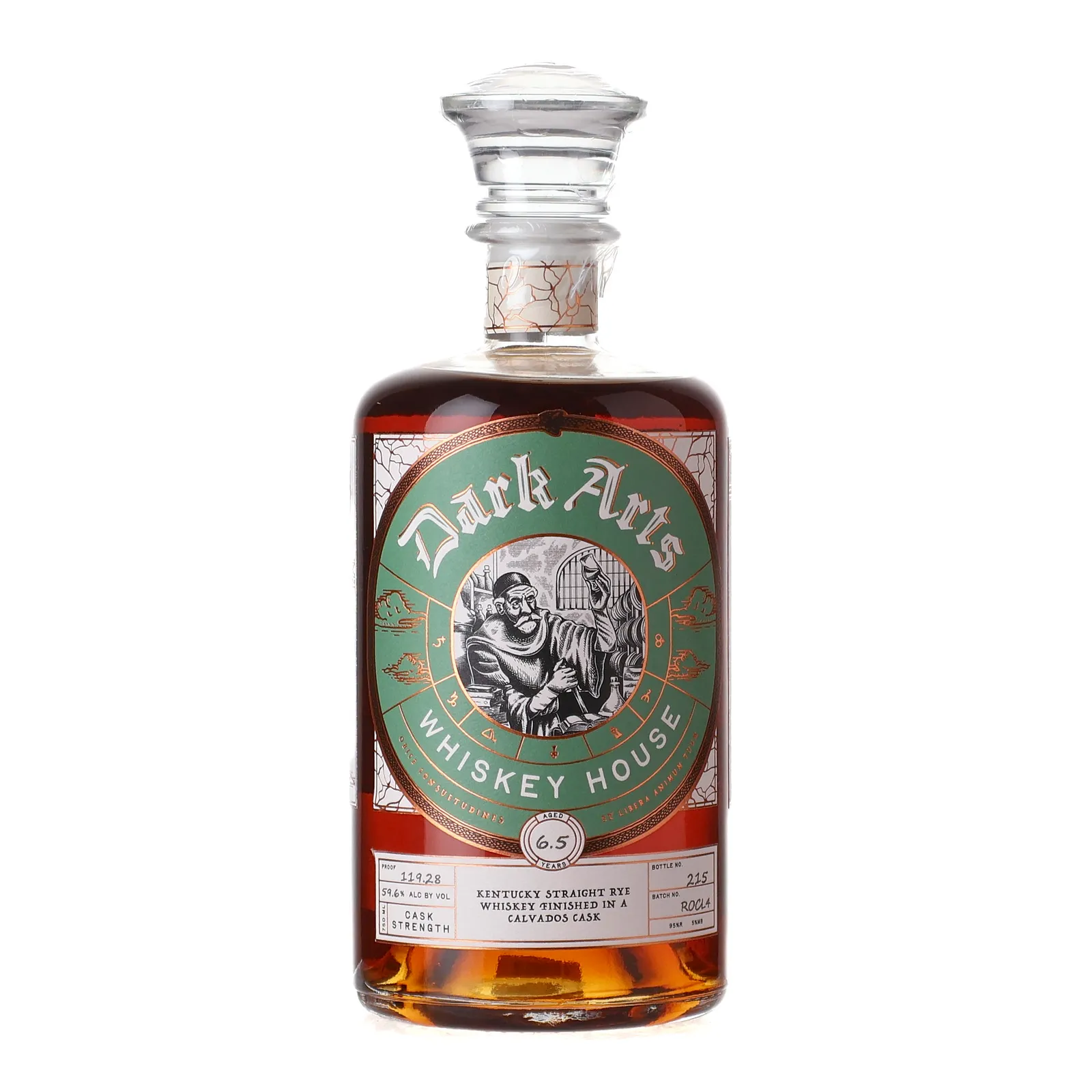 Dark Arts Kentucky Straight Rye Finished in a Calvados Cask Drums & Drams Private Barrel Selection 6 Year Old, Calvados Cask, Batch No. ROCL4, 59.6% whisky bottle