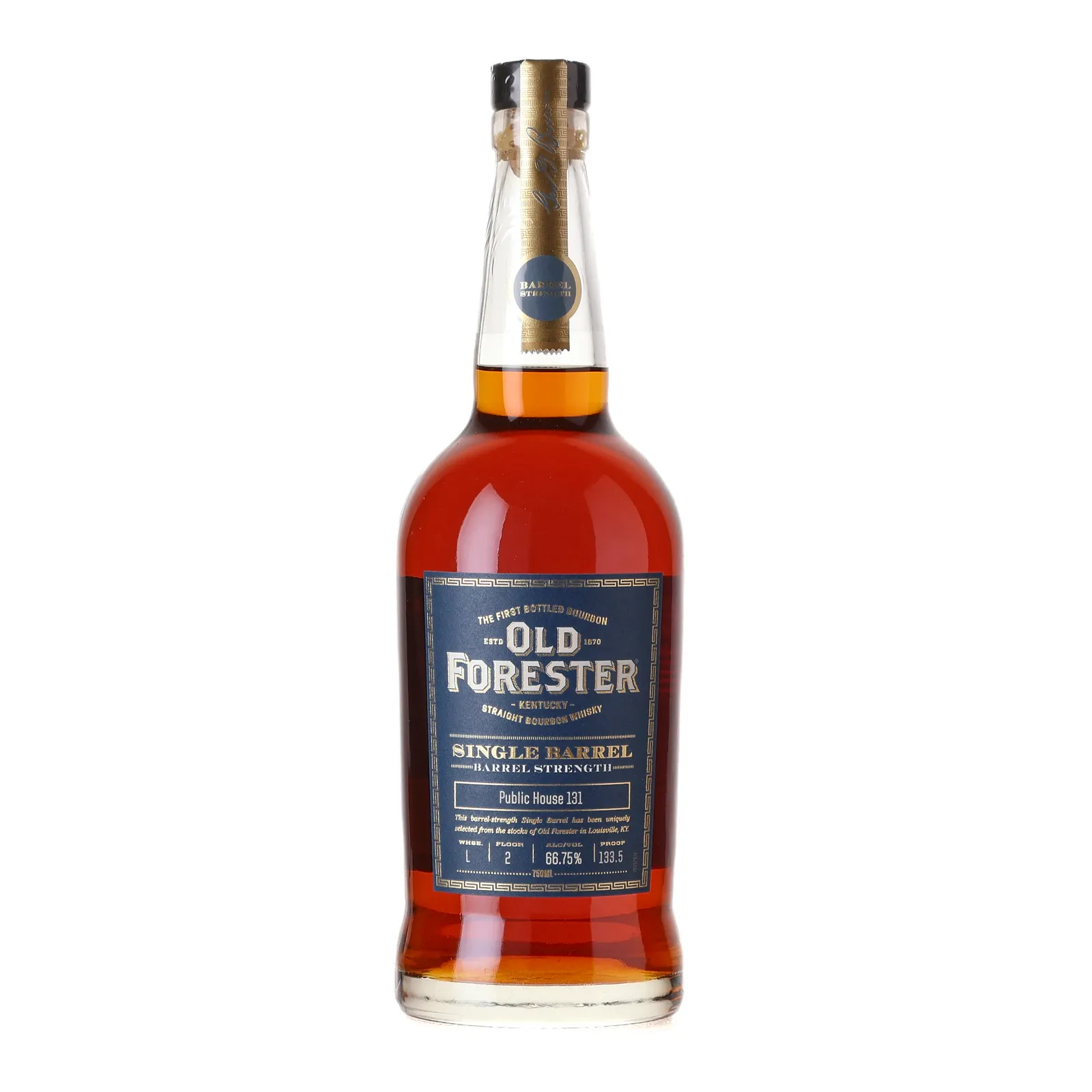 Old Forester Single Barrel Barrel Strength Public House 131, 66.75% whisky bottle