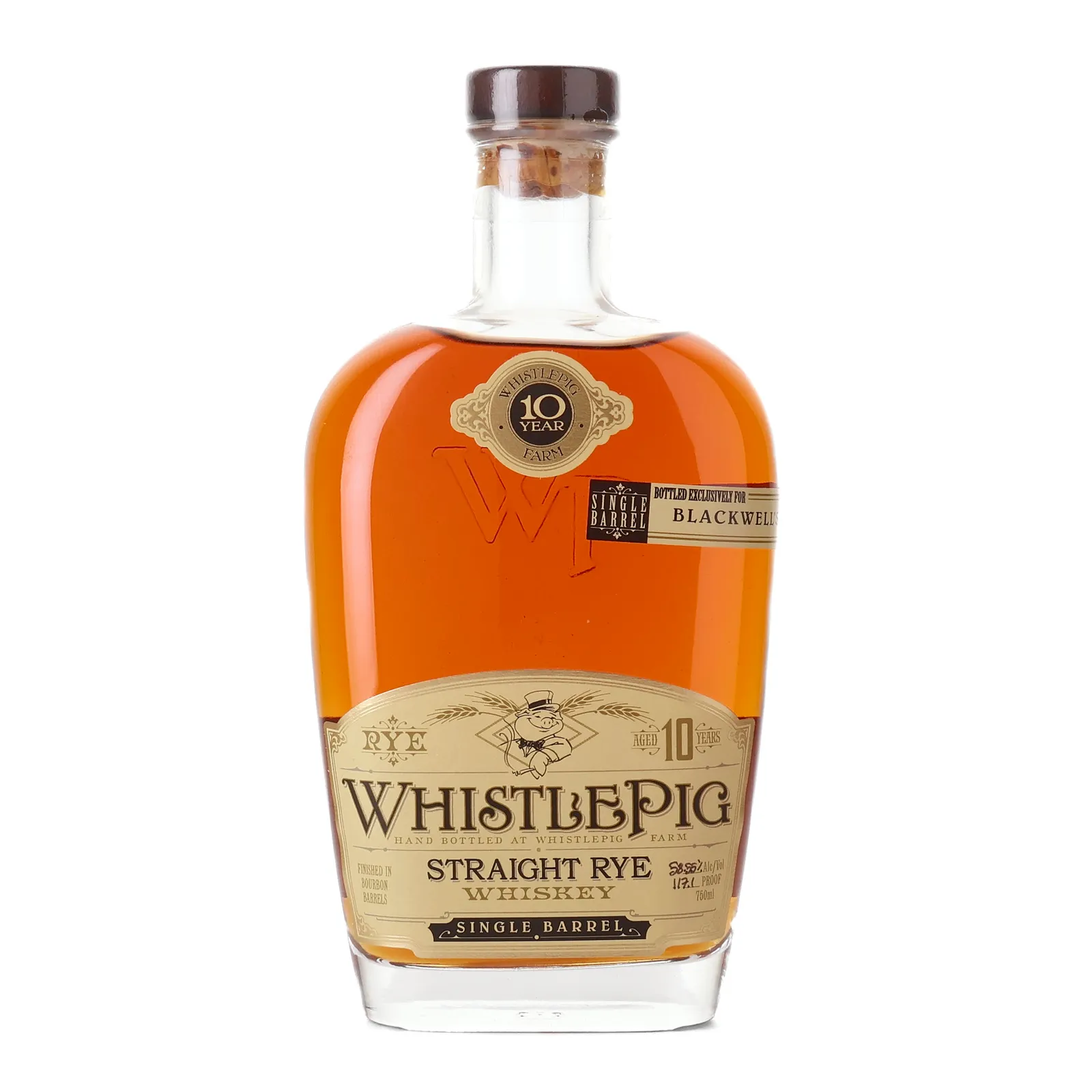 WhistlePig Single Barrel Straight Rye Blackwell's Selection 10 Year Old, Bourbon Cask, 58.55% whisky bottle