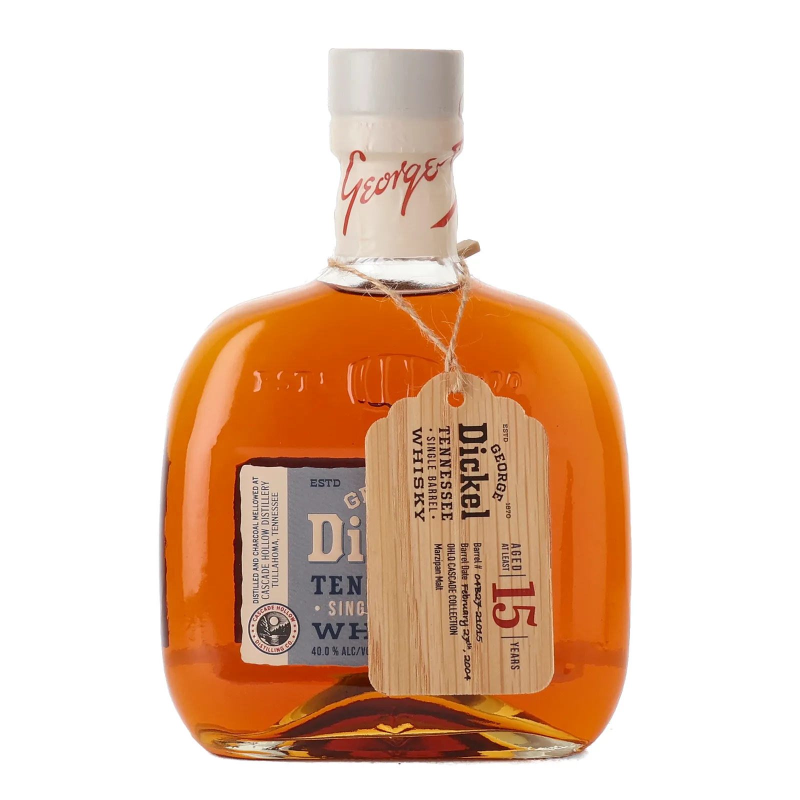 George Dickel Single Barrel 15 Year Old, Cask #04B27-21015, 2022, 40% whisky bottle