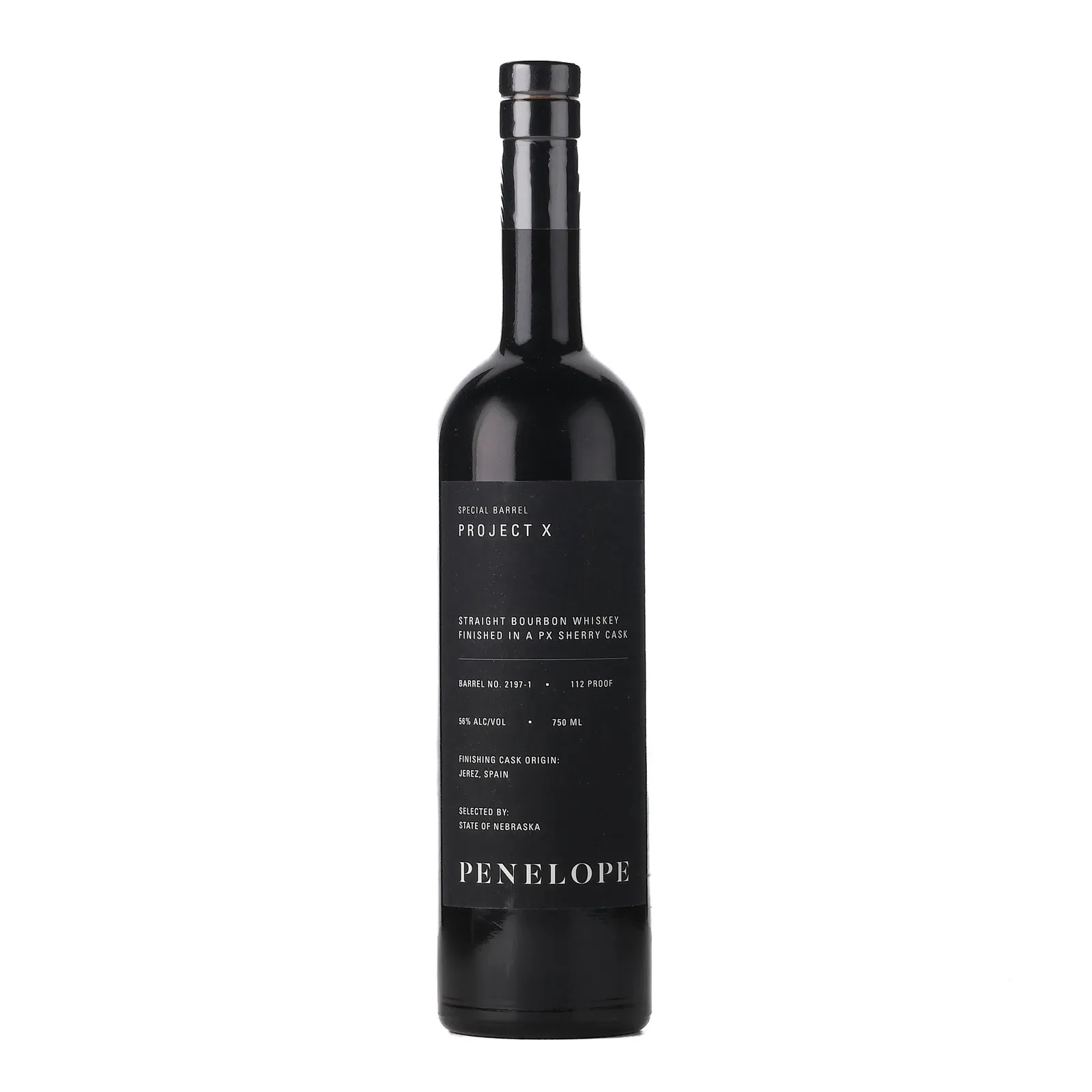 Penelope Project X Special Barrel State of Nebraska Private Barrel Selection, Sherry Cask, Cask #2197-1, 56% whisky bottle