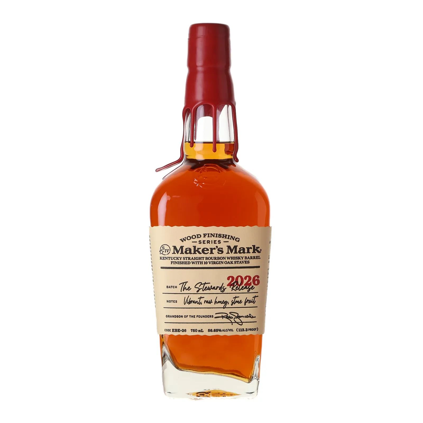 Maker's Mark Wood Finishing Series The Stewards Release, Virgin Oak Cask, EBE-26, 2026, 56.65% whisky bottle