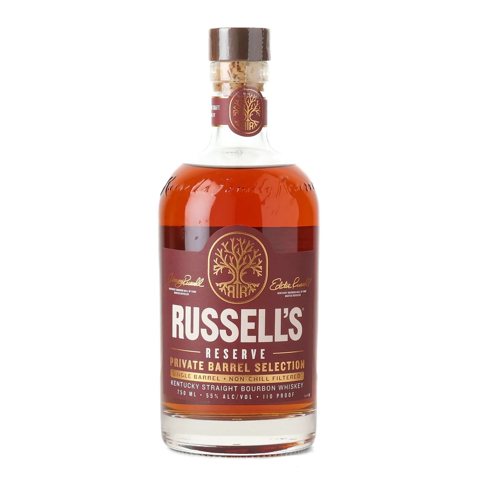 Russell's Reserve 'Eureka!' Private Barrel Selection 8 Year Old, New Charred Oak Cask, Cask #25-0056, 2025, 55% whisky bottle