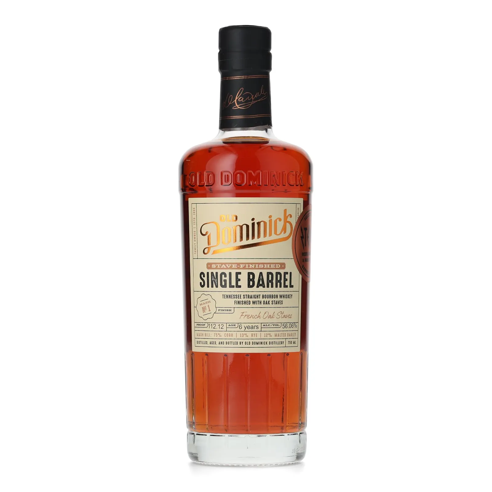 Old Dominick Stave-Finished Single Barrel 6 Year Old, French Oak Staves Cask, 2024, 56.06% whisky bottle