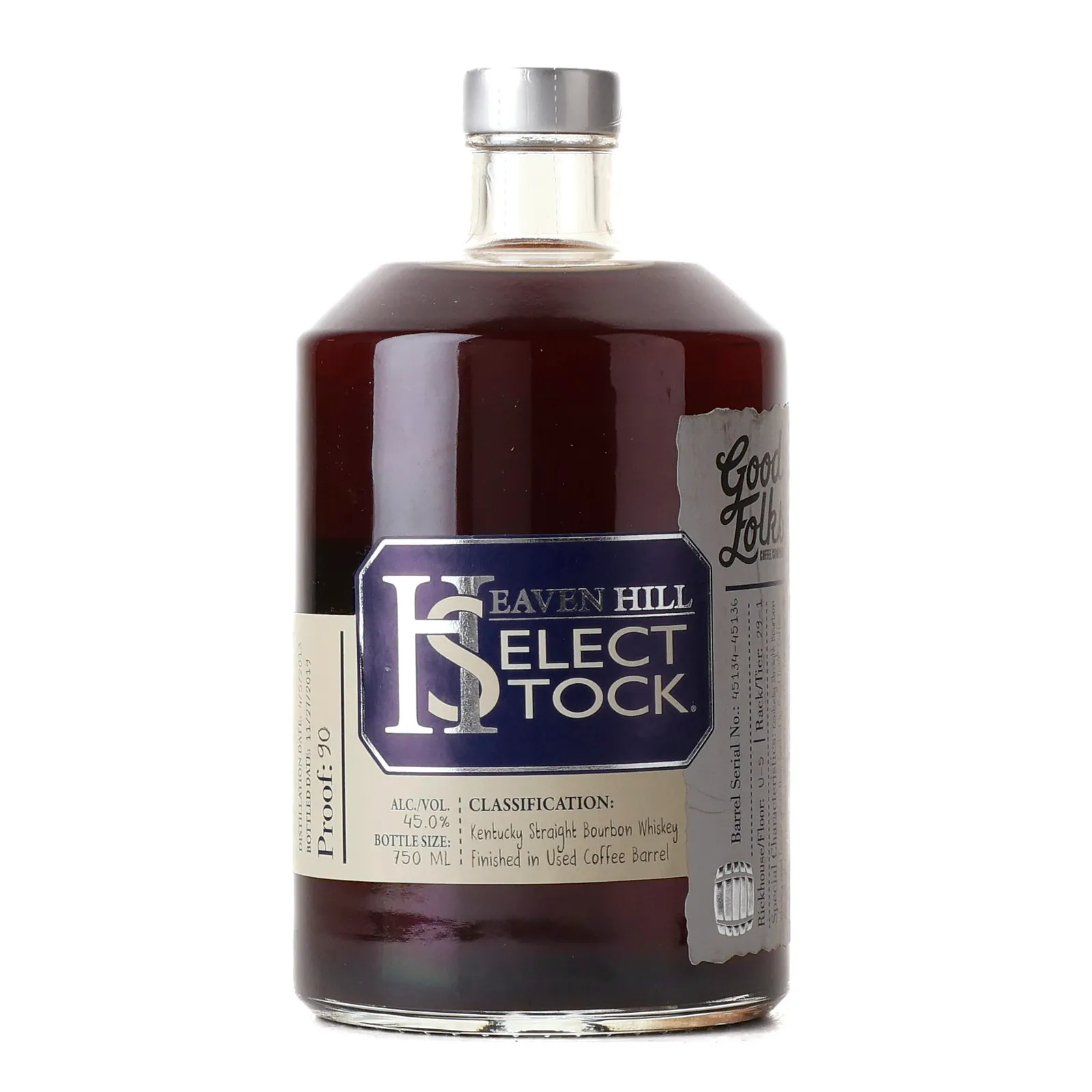 Heaven Hill Select Stock Finished in Used Coffee Barrel 6 Year Old, Bourbon & Coffee Cask, Cask #45134-45136, 2019, 45% whisky bottle