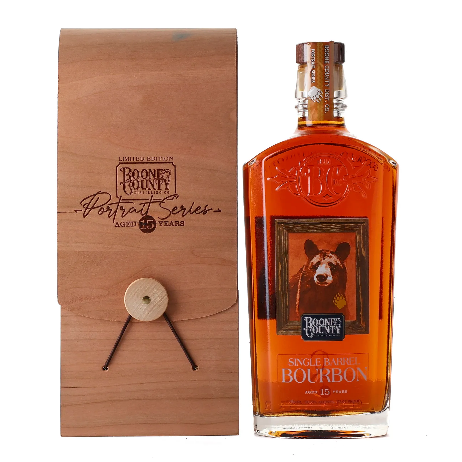 Boone County Portrait Series Snyder's Bear Single Barrel Bourbon 15 Year Old, New Charred Oak Cask, 56% whisky bottle