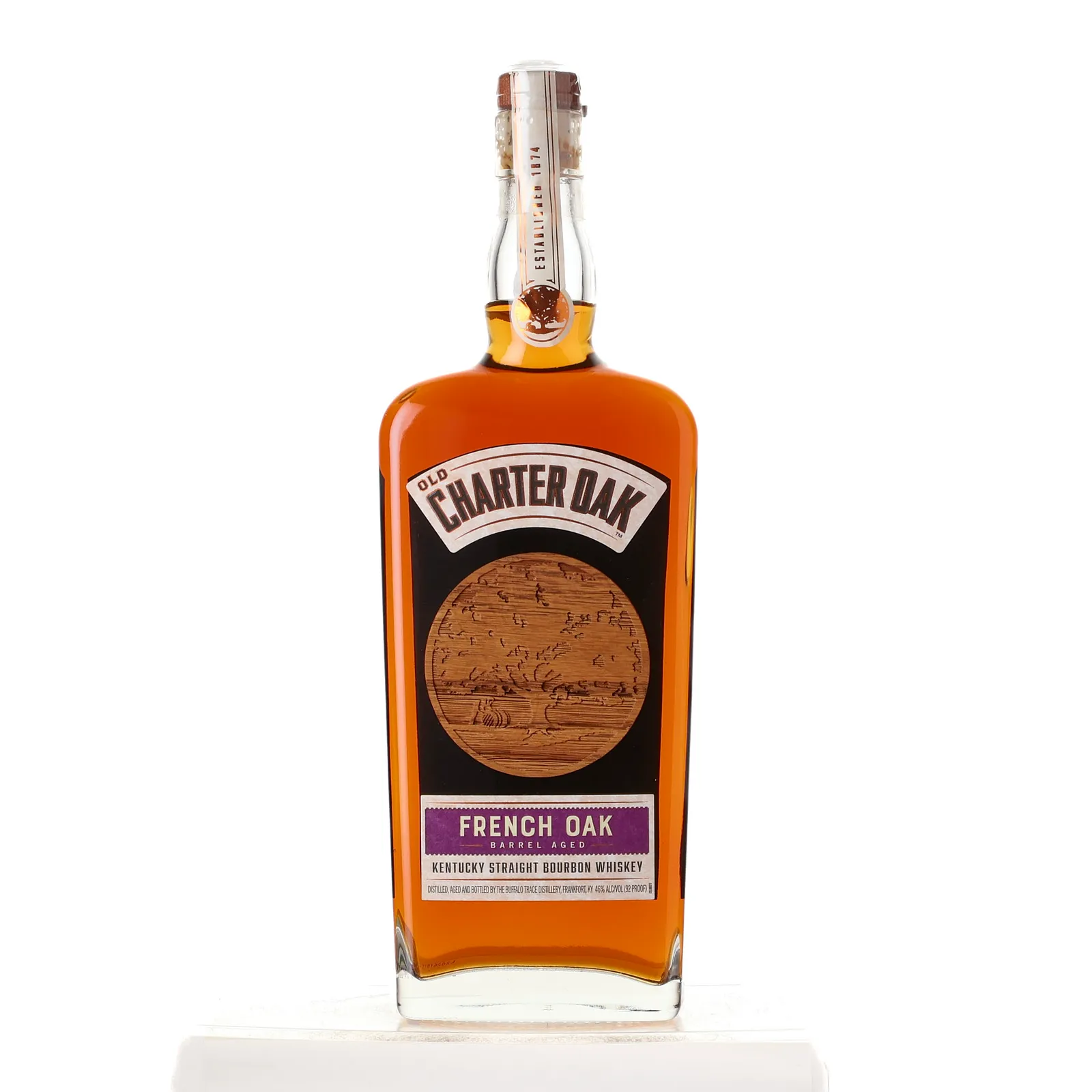 Old Charter Oak French Oak, French Oak Cask, 46% whisky bottle