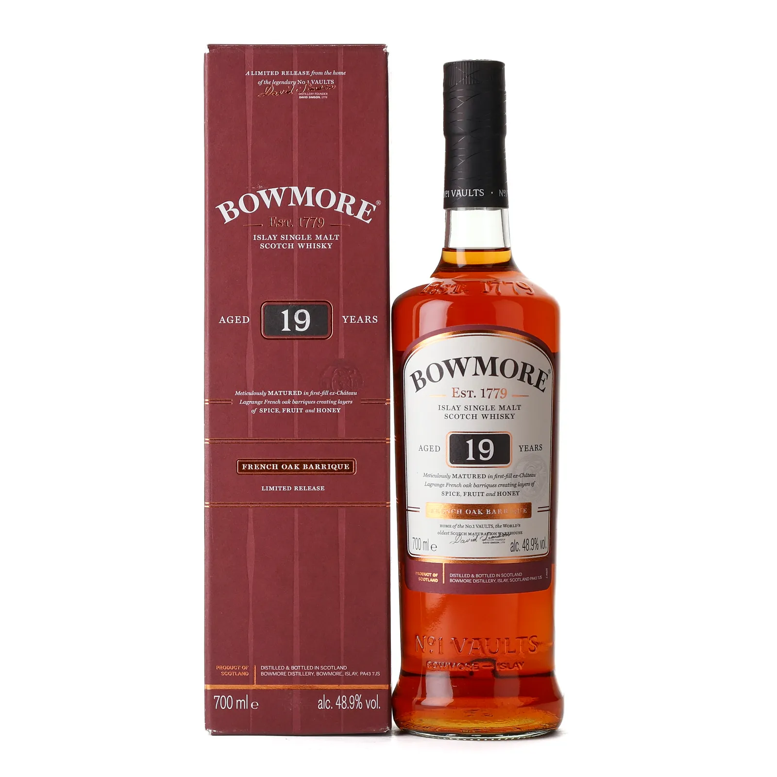 Bowmore 19 Year Old, French Oak Barrique Cask, 2018, 48.9% whisky bottle