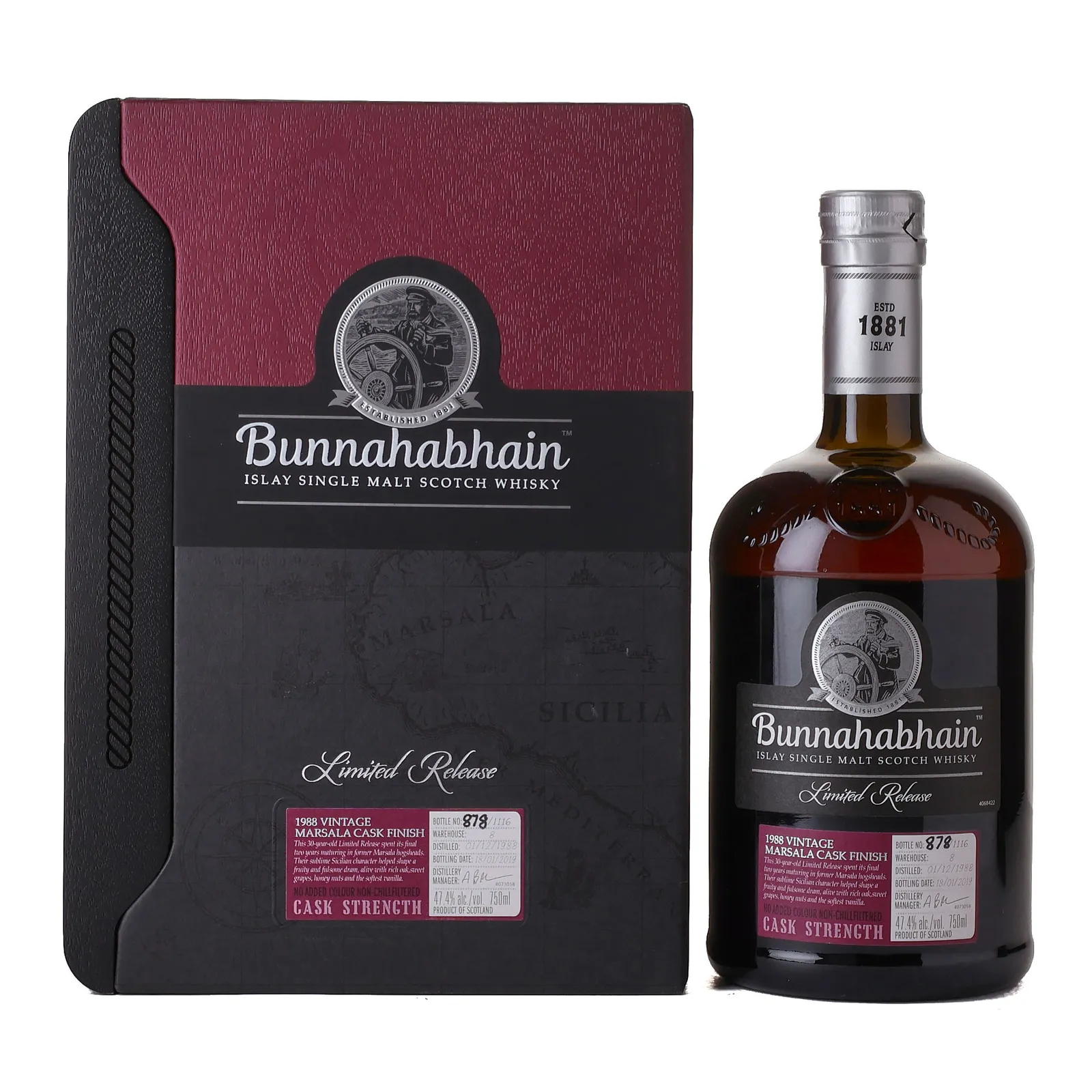 Bunnahabhain Marsala Cask Finish 30 Year Old, Marsala Cask, 2019, 47.4% whisky bottle