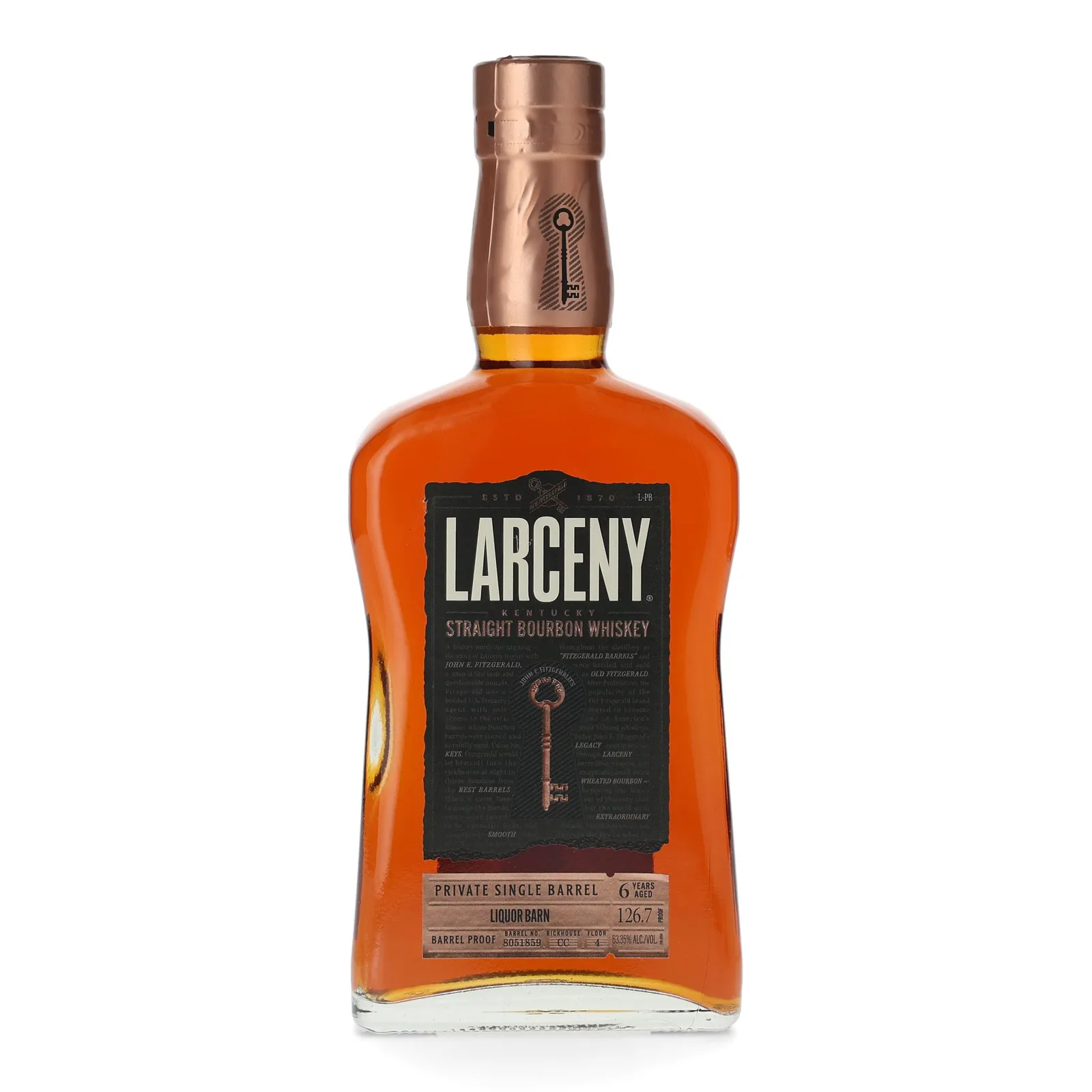 Larceny Private Single Barrel 6 Year Old, Cask #8051859, 63.4% whisky bottle