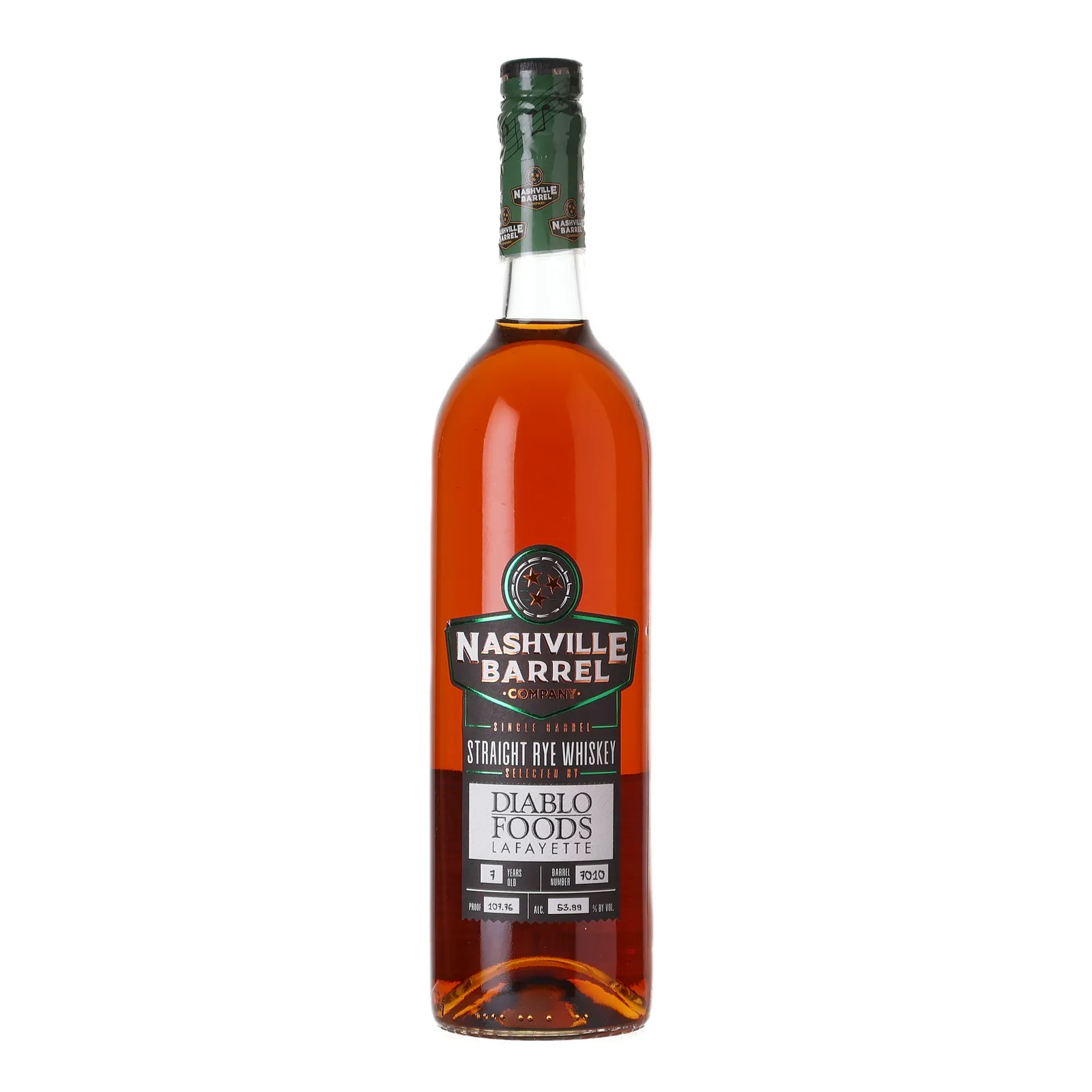 Nashville Barrel Company 7 Year Old, Cask #7010, Diablo Foods, 53.88% whisky bottle