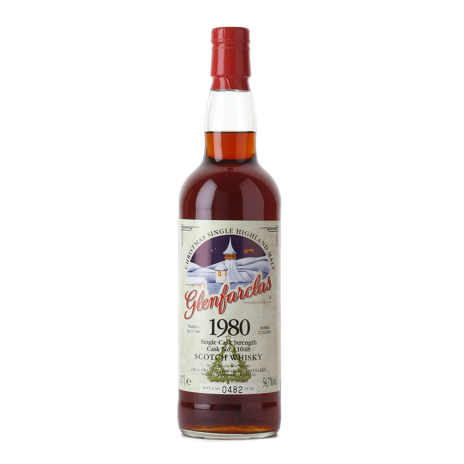 Glenfarclas Christmas Single Cask #21 Year Old, Sherry Cask, Cask #11048, 2002, 54.7% whisky bottle