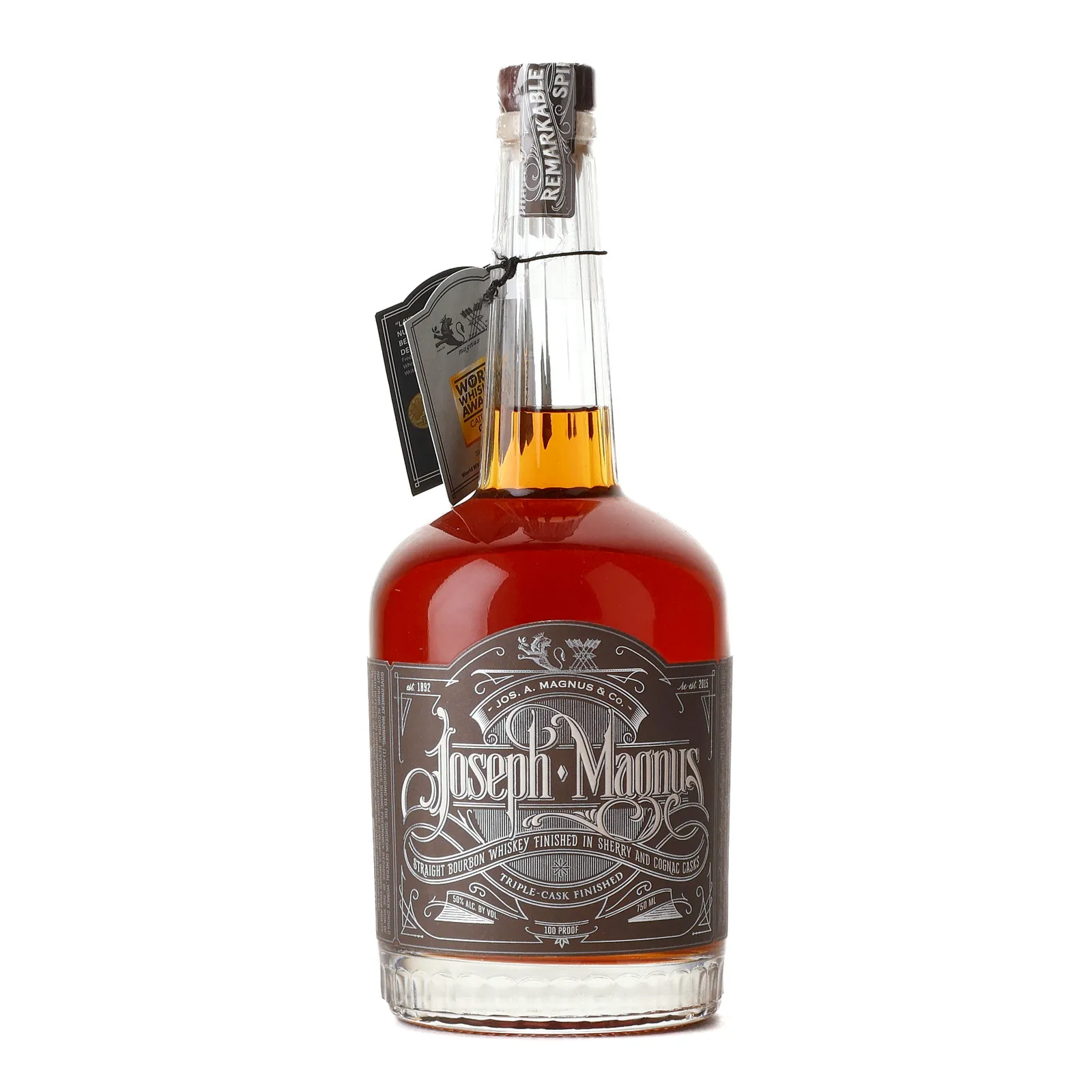 Joseph A. Magnus Triple Cask Bourbon, Cognac & Oloroso Sherry & Pedro Ximénez Sherry Cask, Batch No. 86, 50% whisky bottle