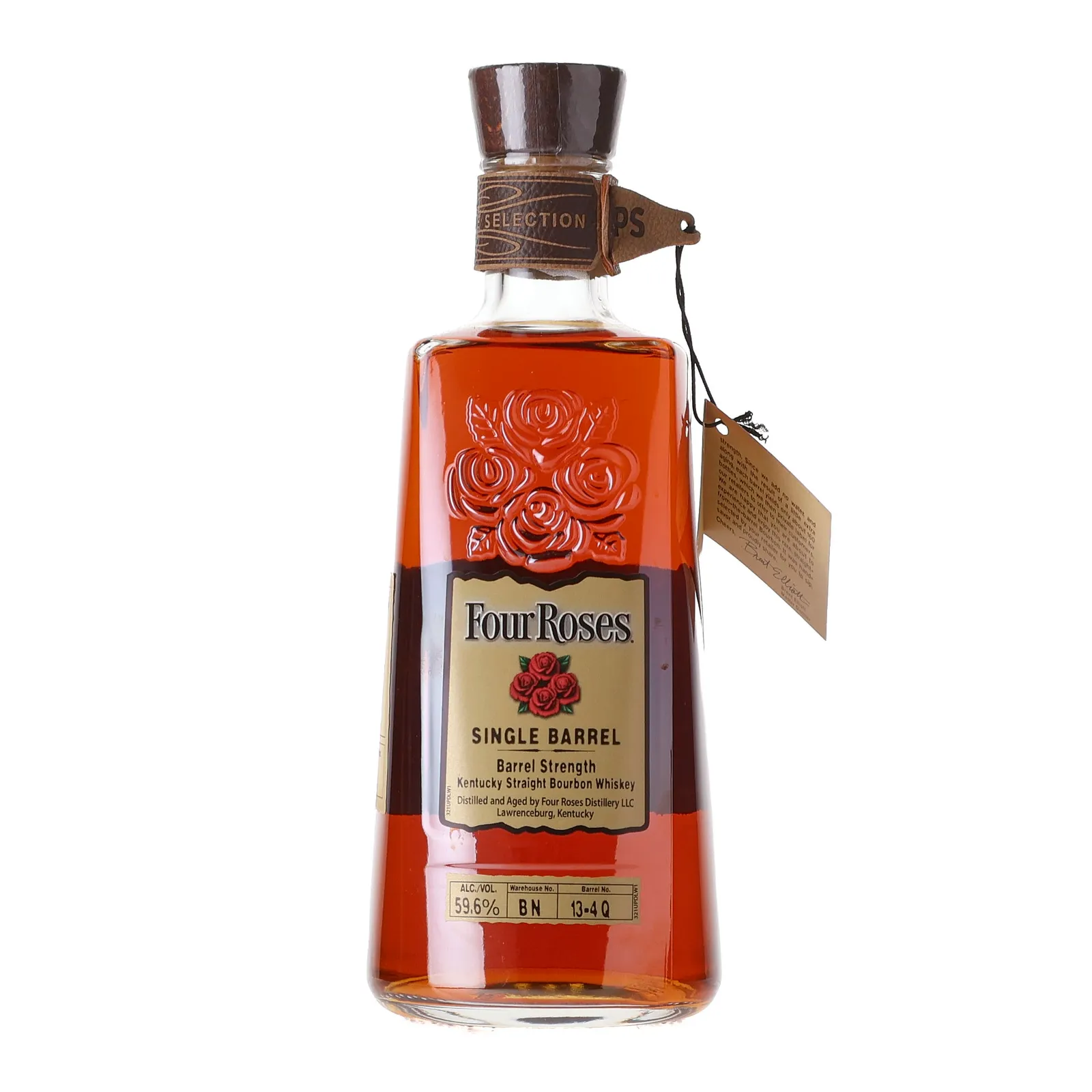 Four Roses Barrel Strength OESO 8 Year Old, New Charred Oak Cask, Cask #13-4Q, Batch No. BN 13-4Q (Tier 4), MMC Bourbon Board, 59.6% whisky bottle