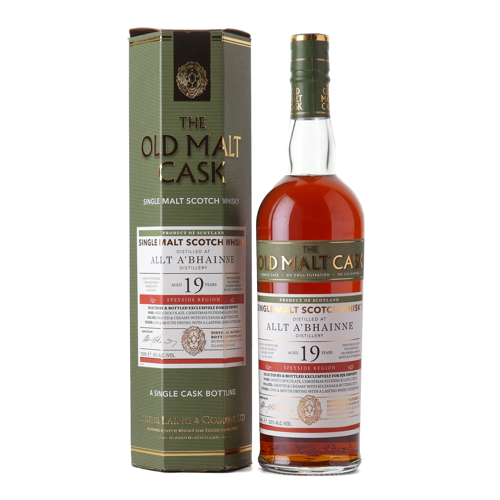 Allt A'bhainne The Old Malt Cask #19 Year Old, Sherry Cask, Cask #HL12937, 1996, Hunter Laing, 50% whisky bottle