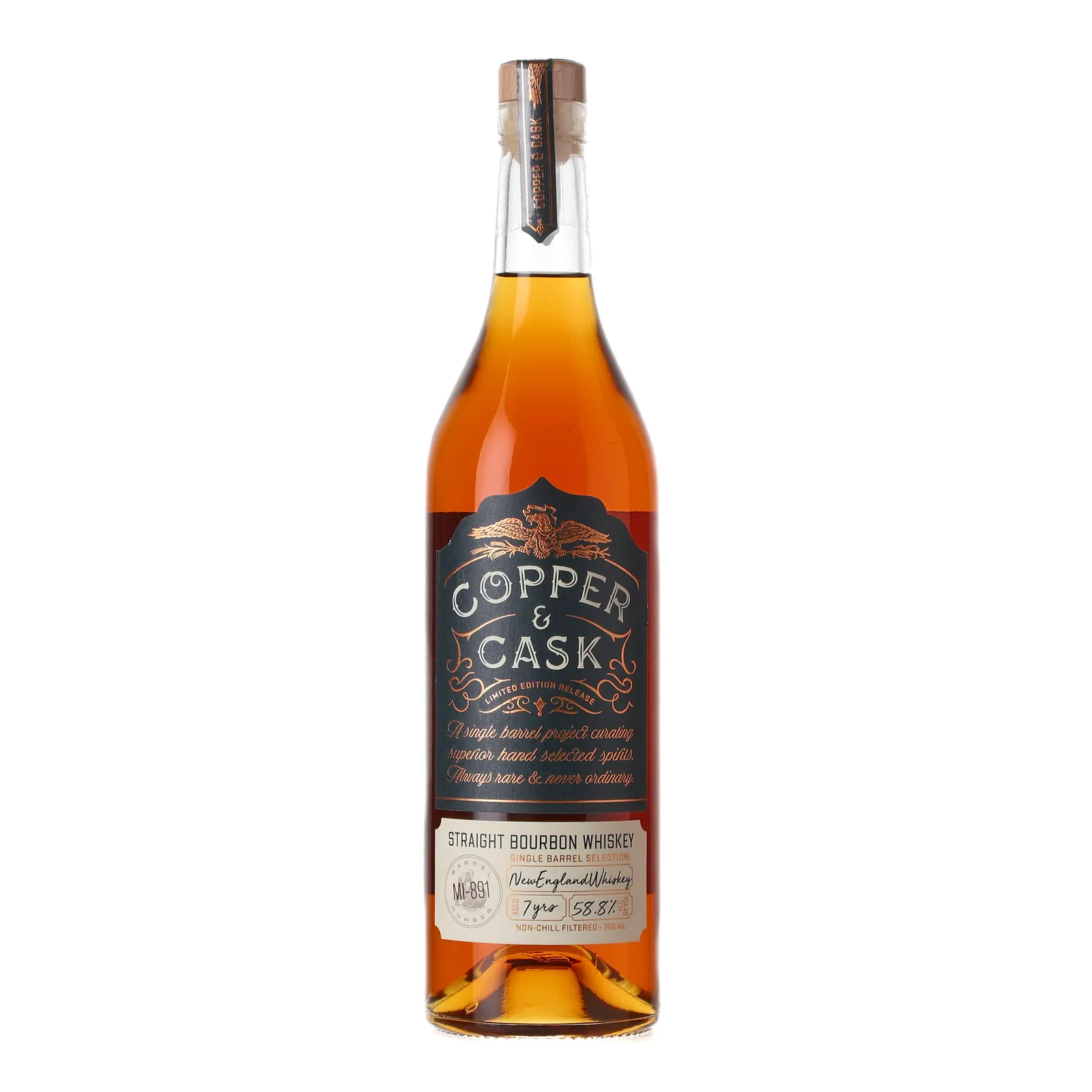 Copper & Cask New England Whiskey 7 Year Old, 2024, 58.8% whisky bottle