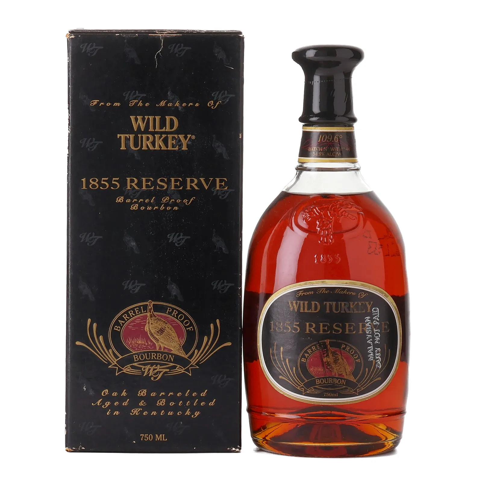 Wild Turkey 1855 Reserve, Batch No. W-T-02-94, 1994, 54.8% whisky bottle
