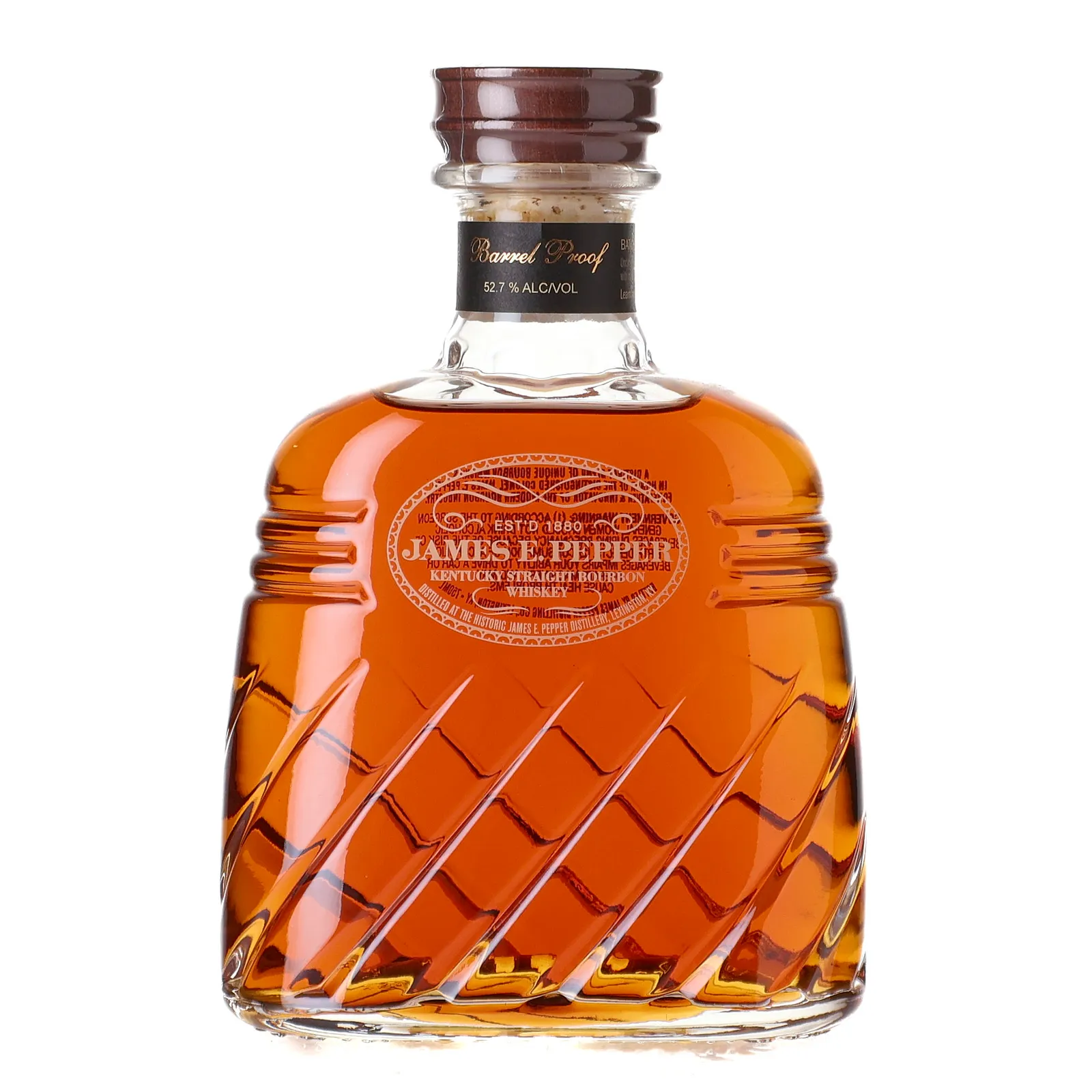James E. Pepper Barrel Proof Bourbon, 52.7% whisky bottle
