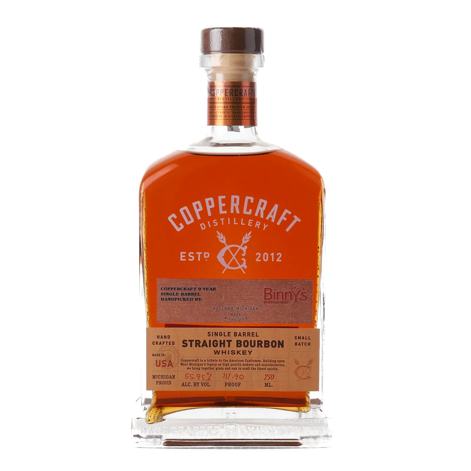 Coppercraft Single Barrel Straight Bourbon 'Binny's' 9 Year Old, Coppercraft, 55.95% whisky bottle
