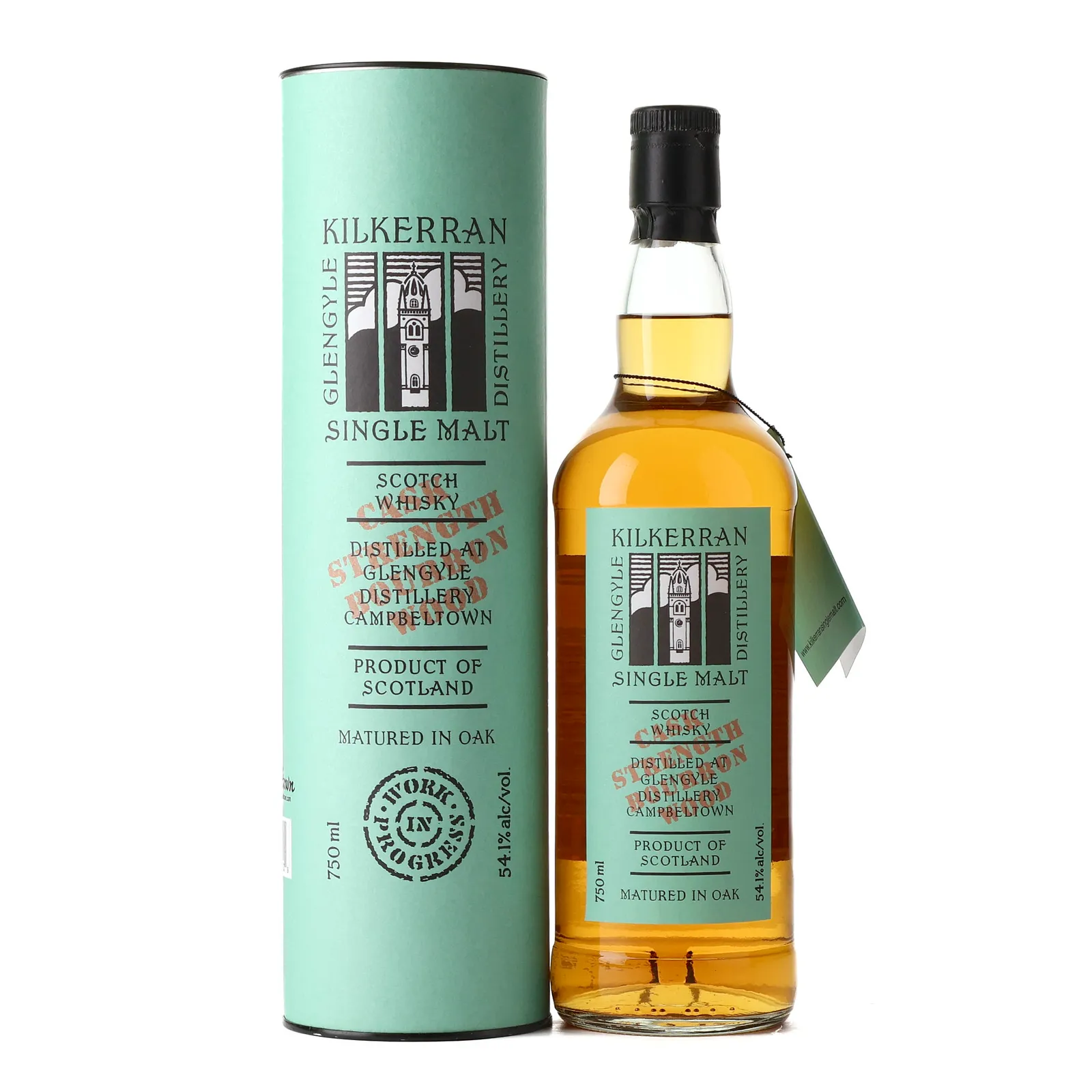 Kilkerran Work In Progress 7 Cask Strength Bourbon Wood Single Malt Scotch, Bourbon Cask, Batch Work In Progress 7, 2015, 54.1% whisky bottle