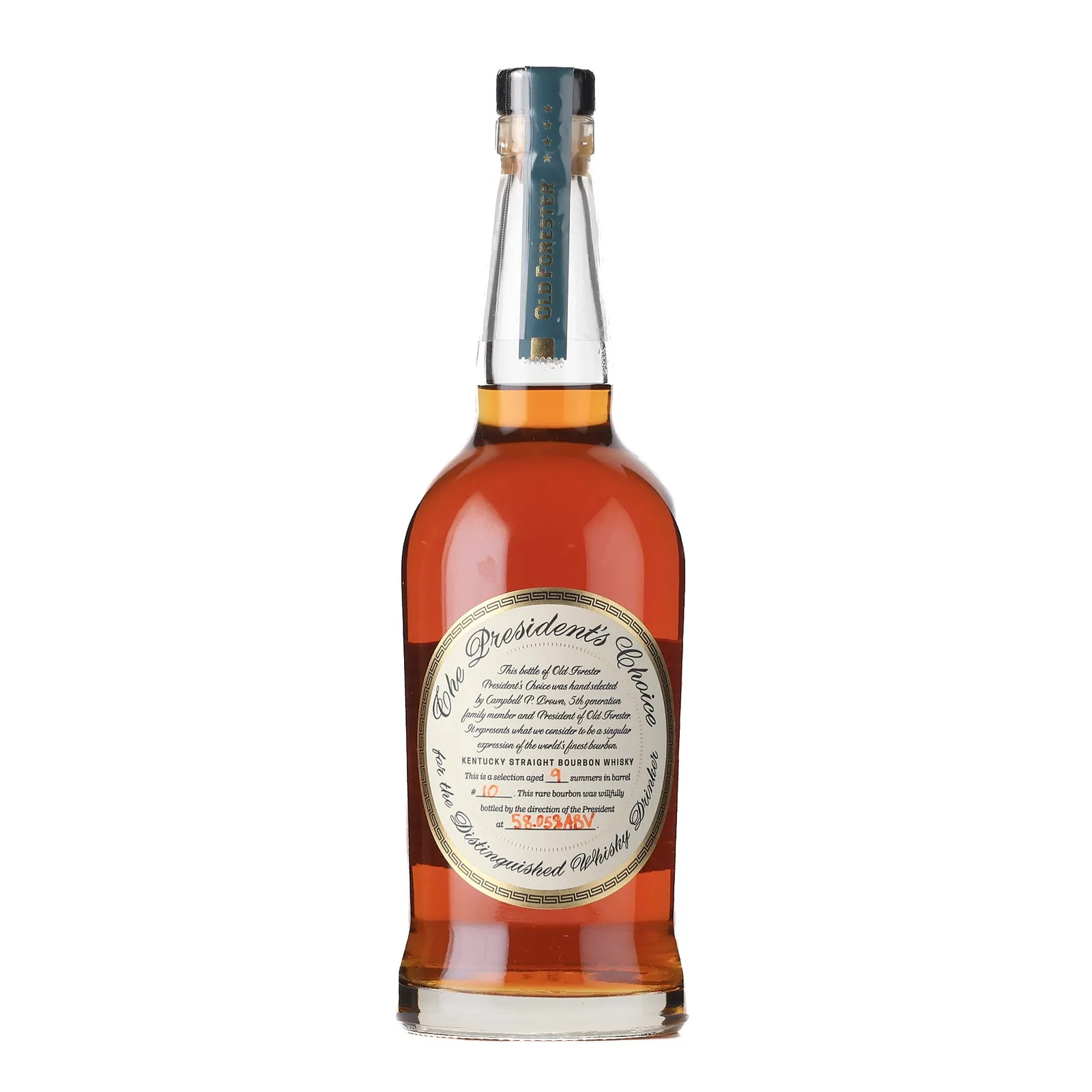 Old Forester President's Choice Bourbon 8 Year Old, New Charred Oak Cask, Cask #10, 58% whisky bottle