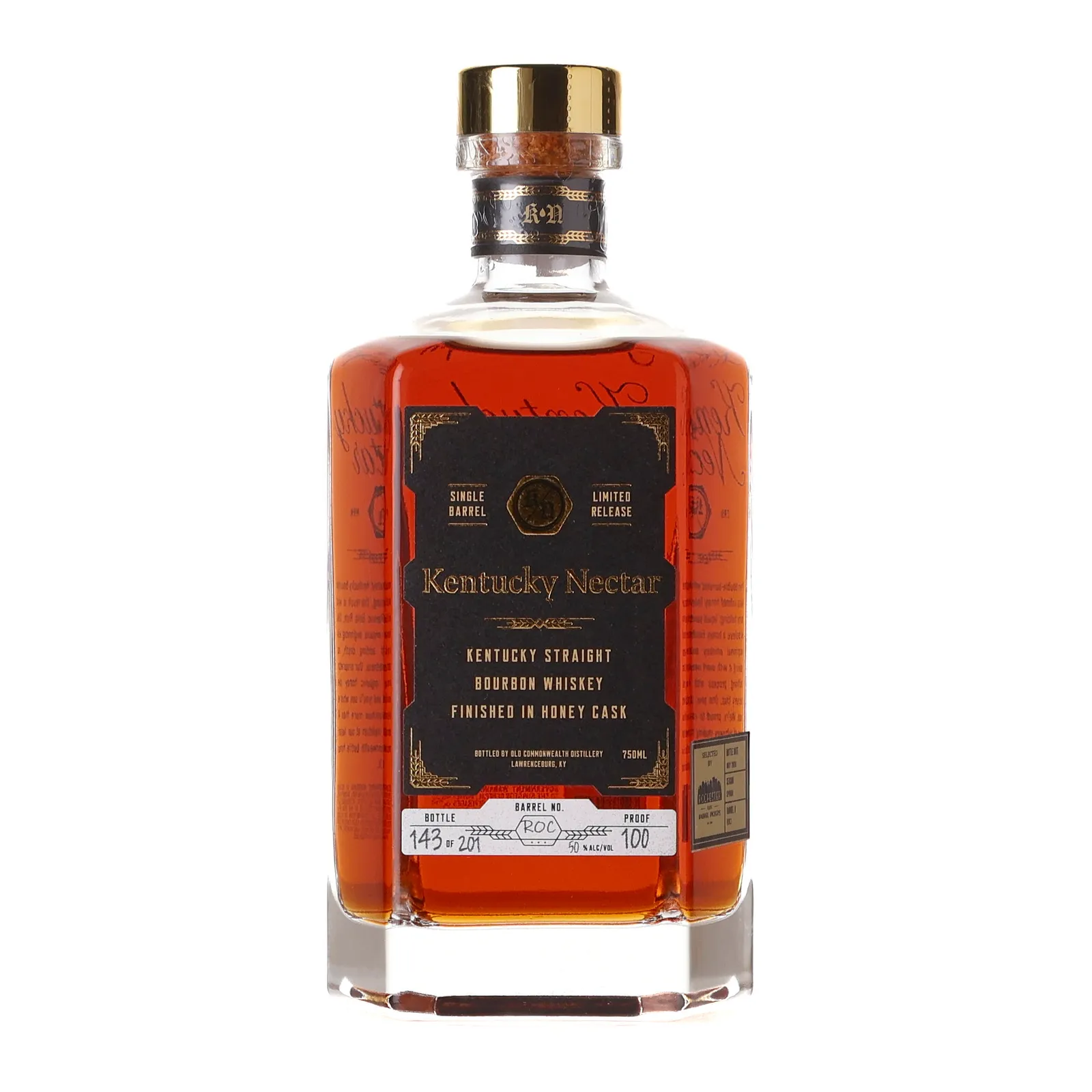 Kentucky Nectar Single Barrel Limited Release Finished in Honey Cask, Honey Cask, Cask #ROC, 50% whisky bottle