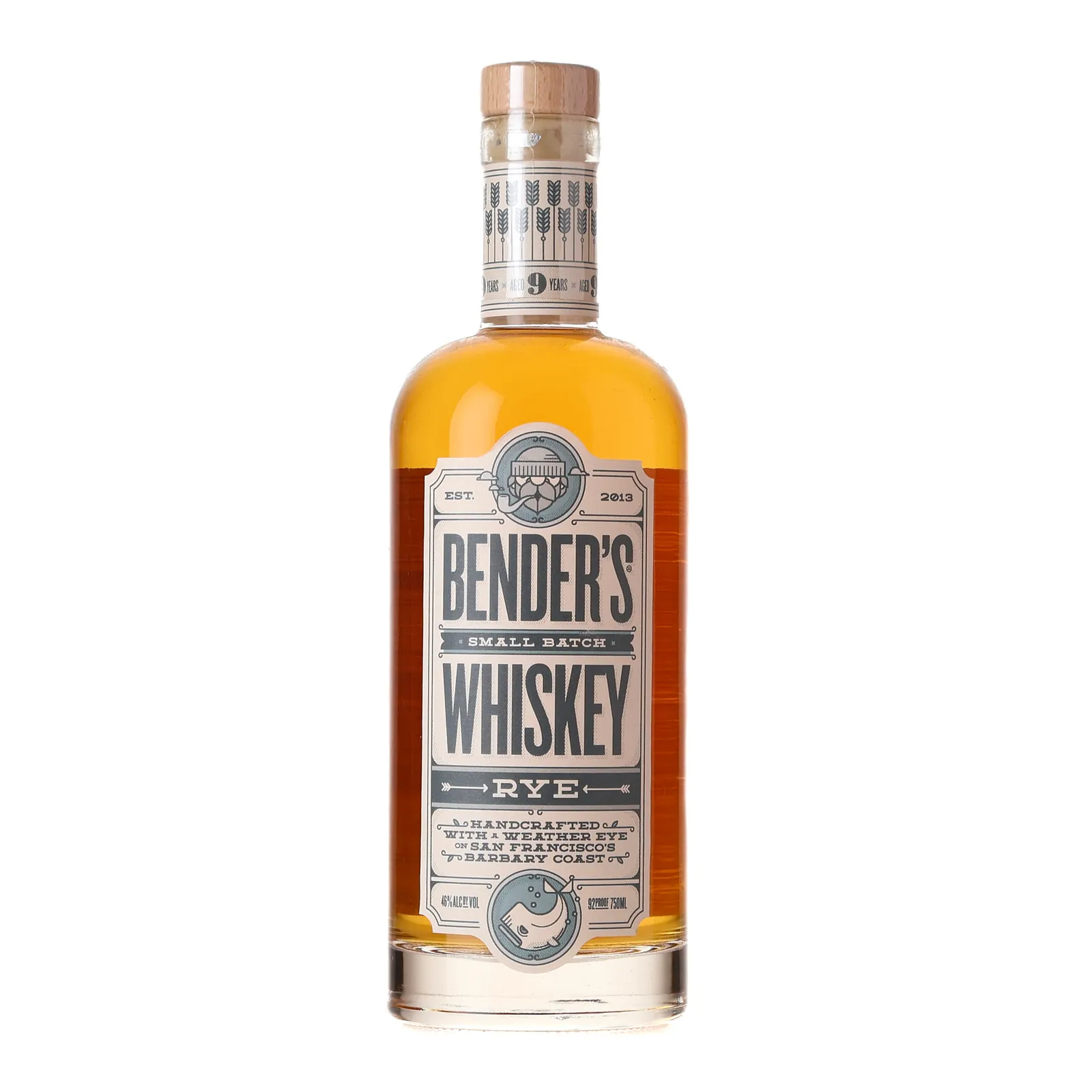 Bender's Small Batch No. Rye 9 Year Old, Batch No. 0003, Treasure Island Distillery, 46% whisky bottle