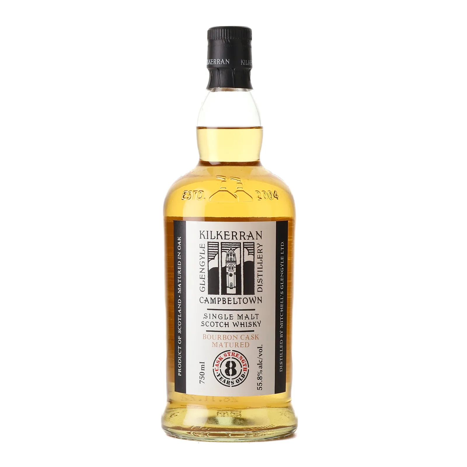 Kilkerran Bourbon Cask Matured Cask Strength 8 Year Old, Bourbon Cask, Batch No. 8, 2022, 55.8% whisky bottle