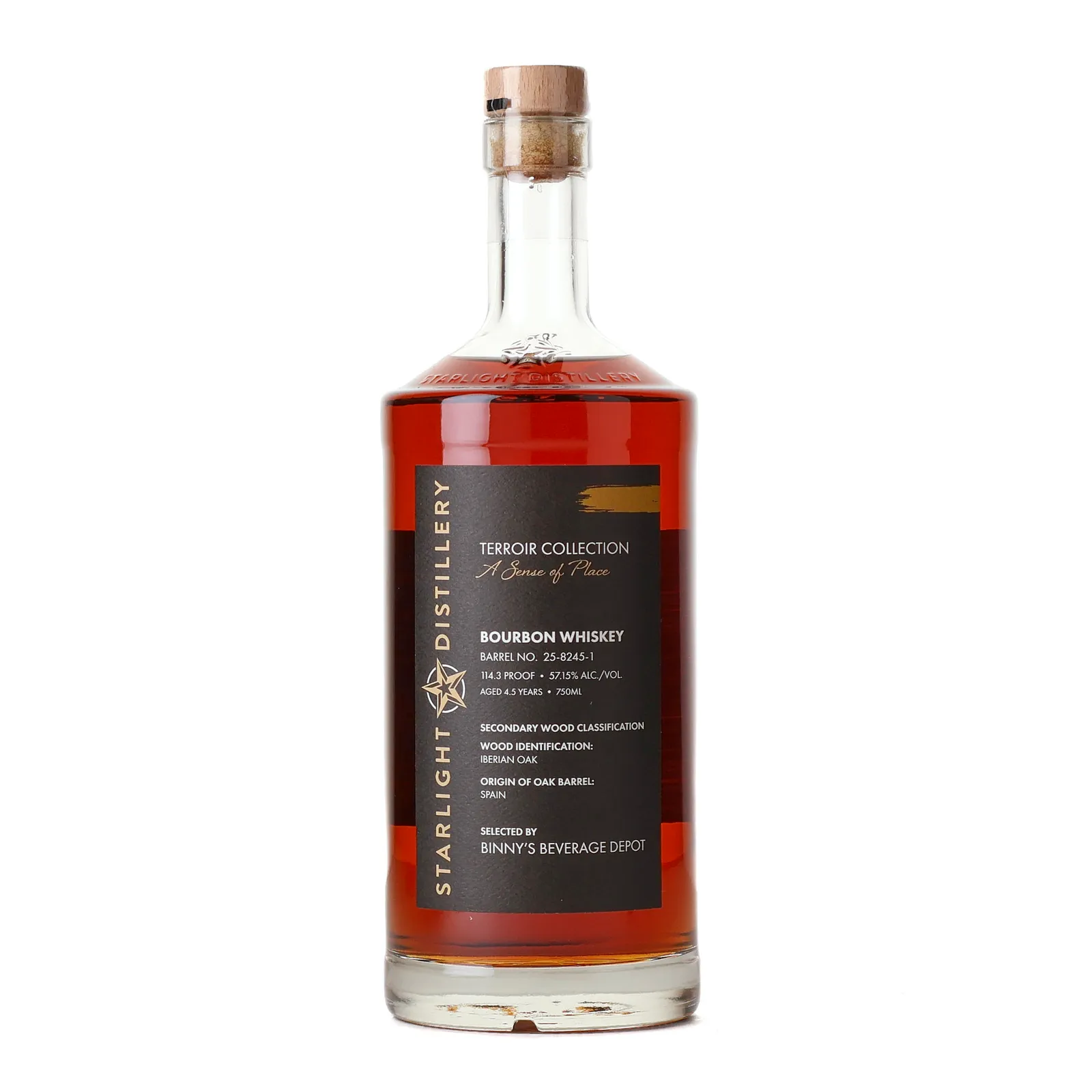 Starlight Terroir Collection Iberian Oak 4 Year Old, Iberian Oak Cask, Cask #25-8245-1, 57.15% whisky bottle