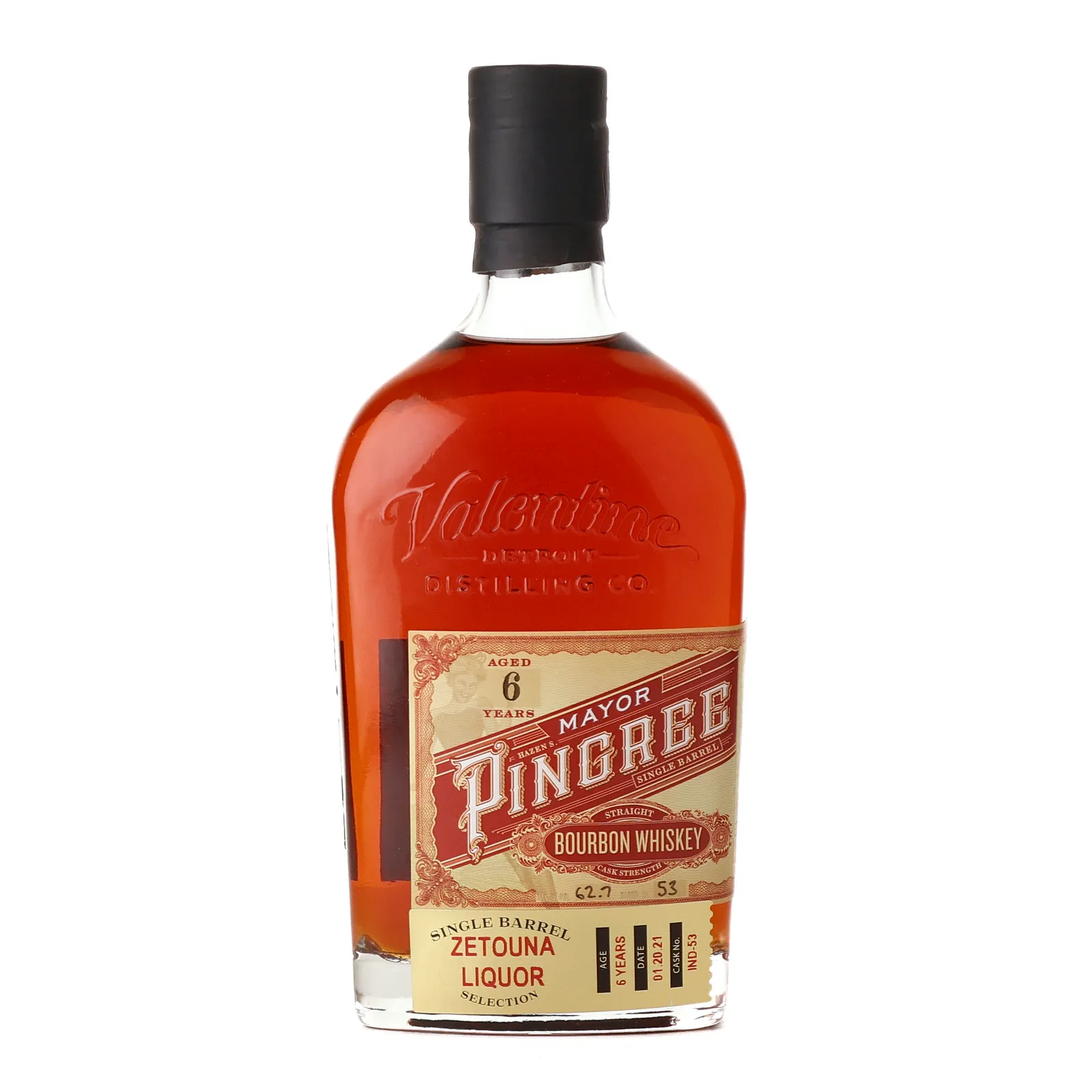 Valentine Distilling Co. Mayor Pingree Single Barrel Zetouna Liquor Selection 6 Year Old, Cask #IND-53, 2021, 62.7% whisky bottle